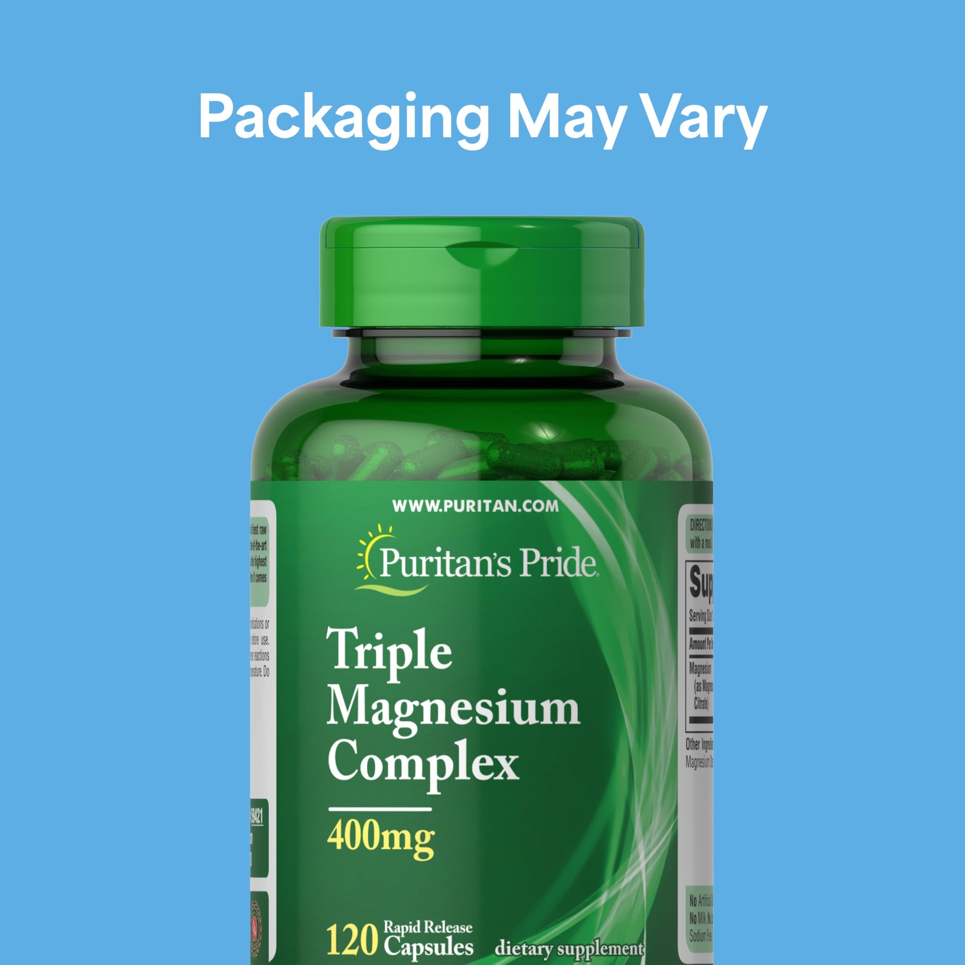 Puritan's Pride Triple Magnesium Complex with Magnesium Oxide, Aspartate, and Citrate 400mg, Dietary Supplement for Muscle, Heart, Nerve, and Bone Support, 120 Rapid Release Capsules Puritan's Pride Au supplements