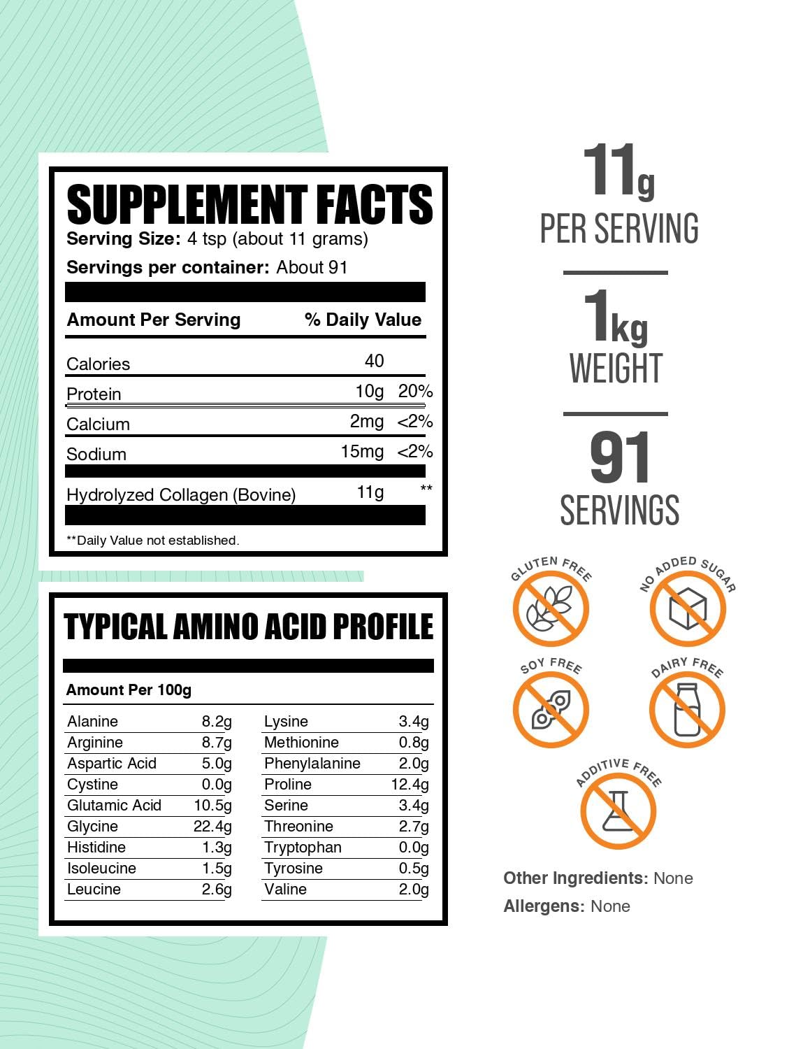 BulkSupplements.com Collagen Peptides Powder - Bovine Collagen Powder, Powdered Collagen Supplement - Hydrolyzed & Gluten Free, 11g per Serving, 1kg (2.2 lbs) (Pack of 1) BulkSupplements Au supplements