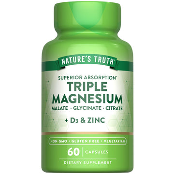 Nature's Truth Triple Magnesium Complex Supplement | 60 Capsules | Glycinate, Citrate & Malate | with D3 & Zinc | Vegetarian, Non-GMO, & Gluten Free Nature's Truth Au supplements