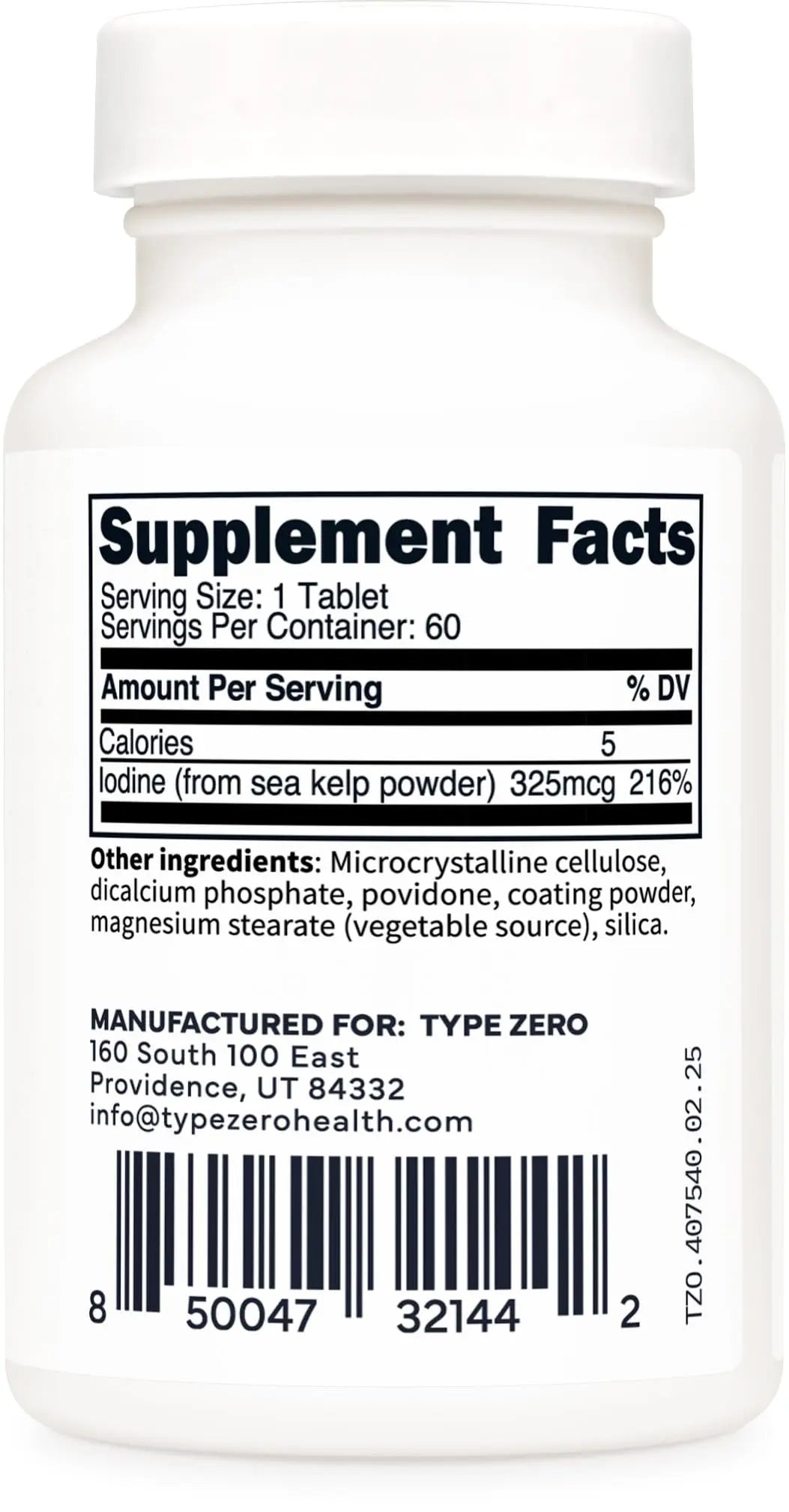 Type Zero Clean Iodine Tablets (60 Servings, 325 MCG Per Serving) - from Sea Kelp, Non-GMO, Gluten Free Type Zero Au supplements