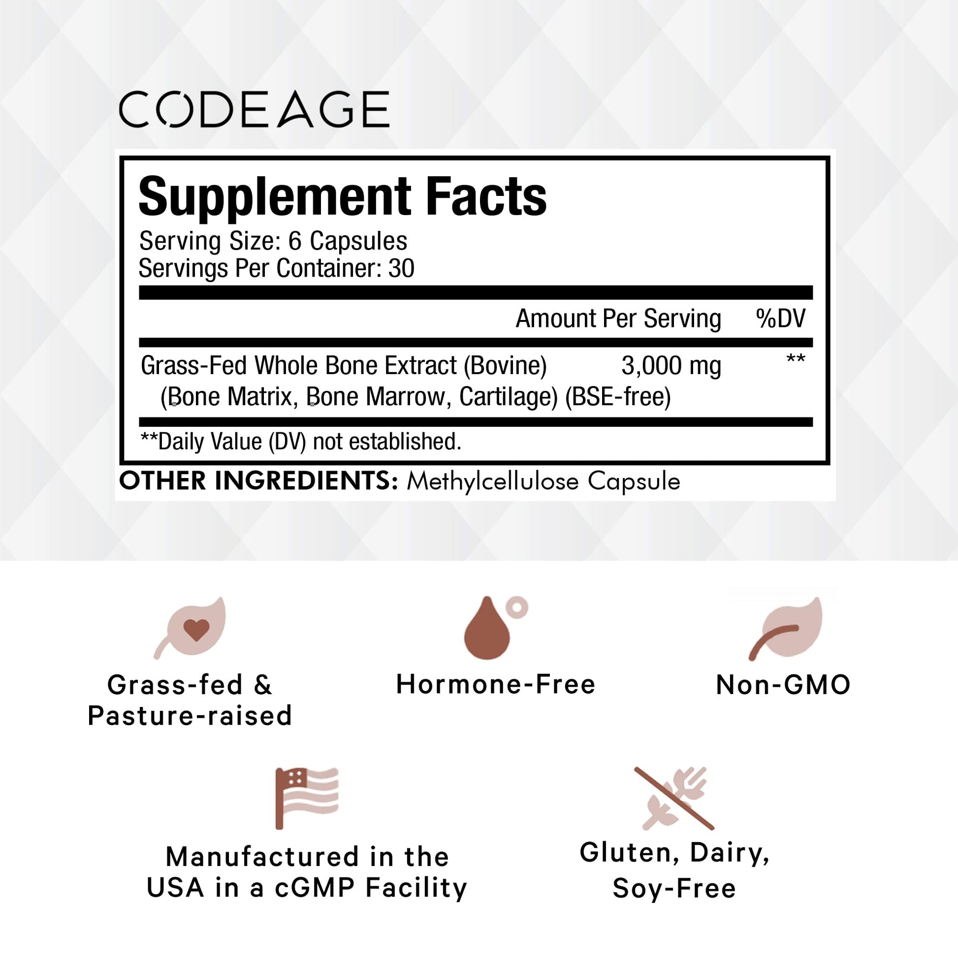 Codeage Grass Fed Bone Marrow, Full Spectrum Whole Bone Extract Codeage Au supplements