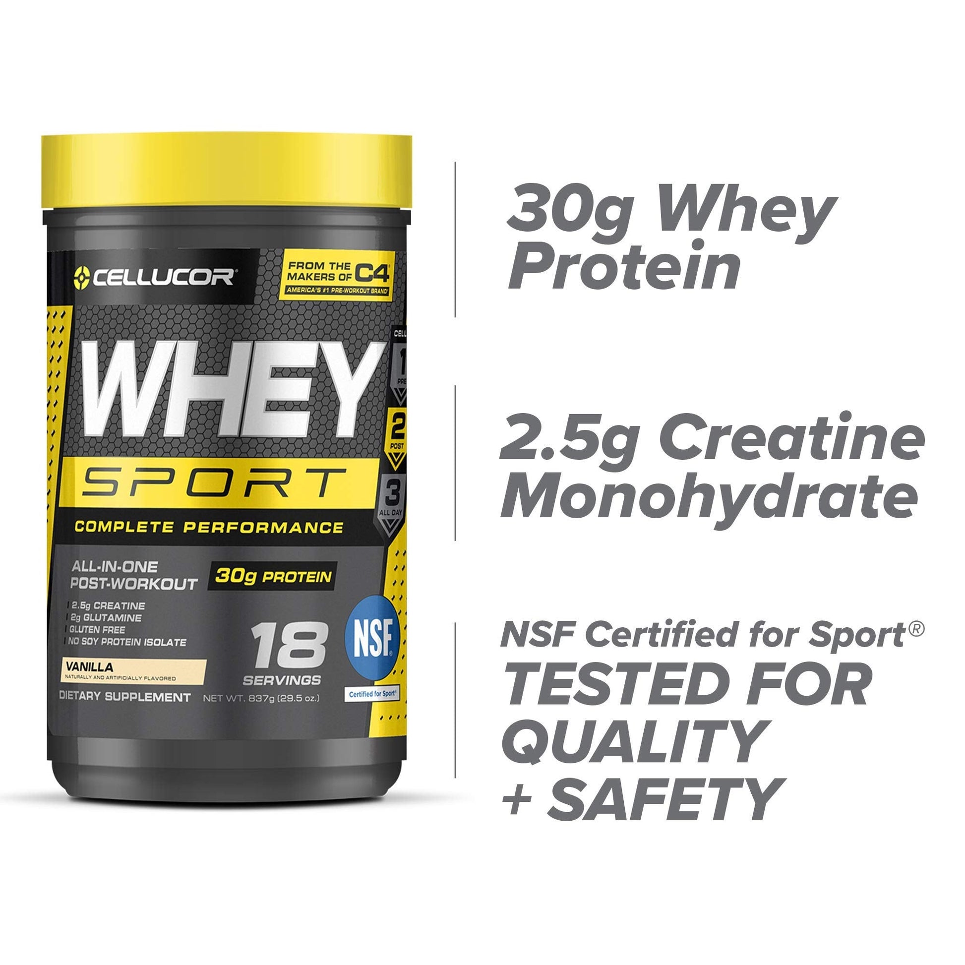 Cellucor Whey Sport Protein Powder Vanilla | Post Workout Recovery Drink with Whey Pro Cellucor Au supplements