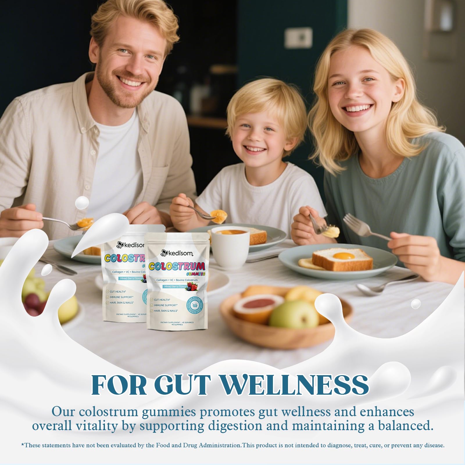 KEDISOM Colostrum Gummies, Grass Fed Colostrum Supplement, 90 Bovine Colostrum Gummies, 45 Servings, Mixed Berry, Sugar-Free KEDISOM Au supplements
