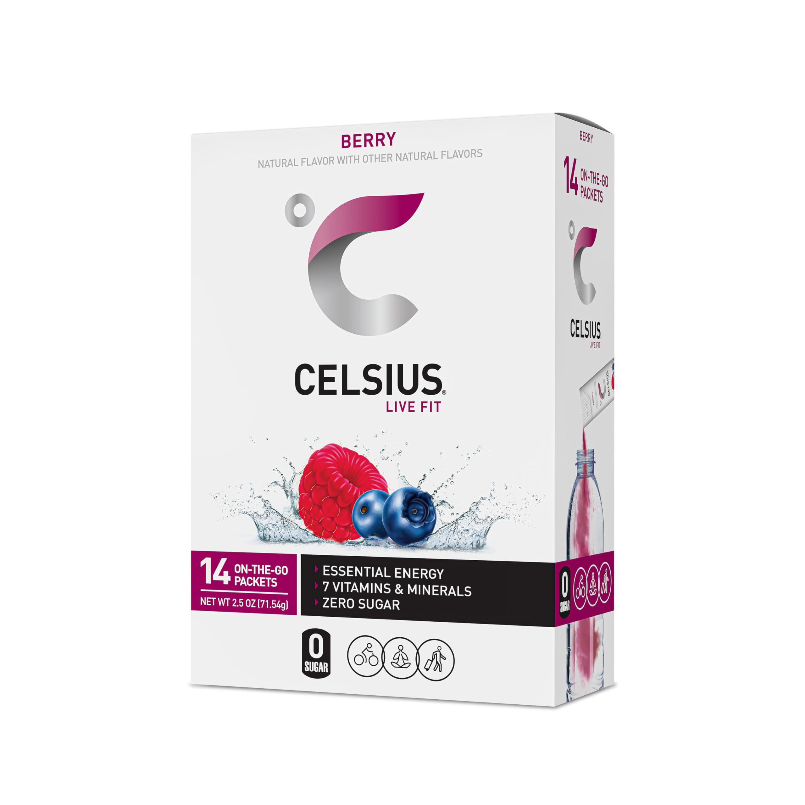 CELSIUS On-the-Go Powder Stick Packs, Zero Sugar (14 Sticks per Pack), Berry, 2.5 Ounce CELSIUS Au supplements