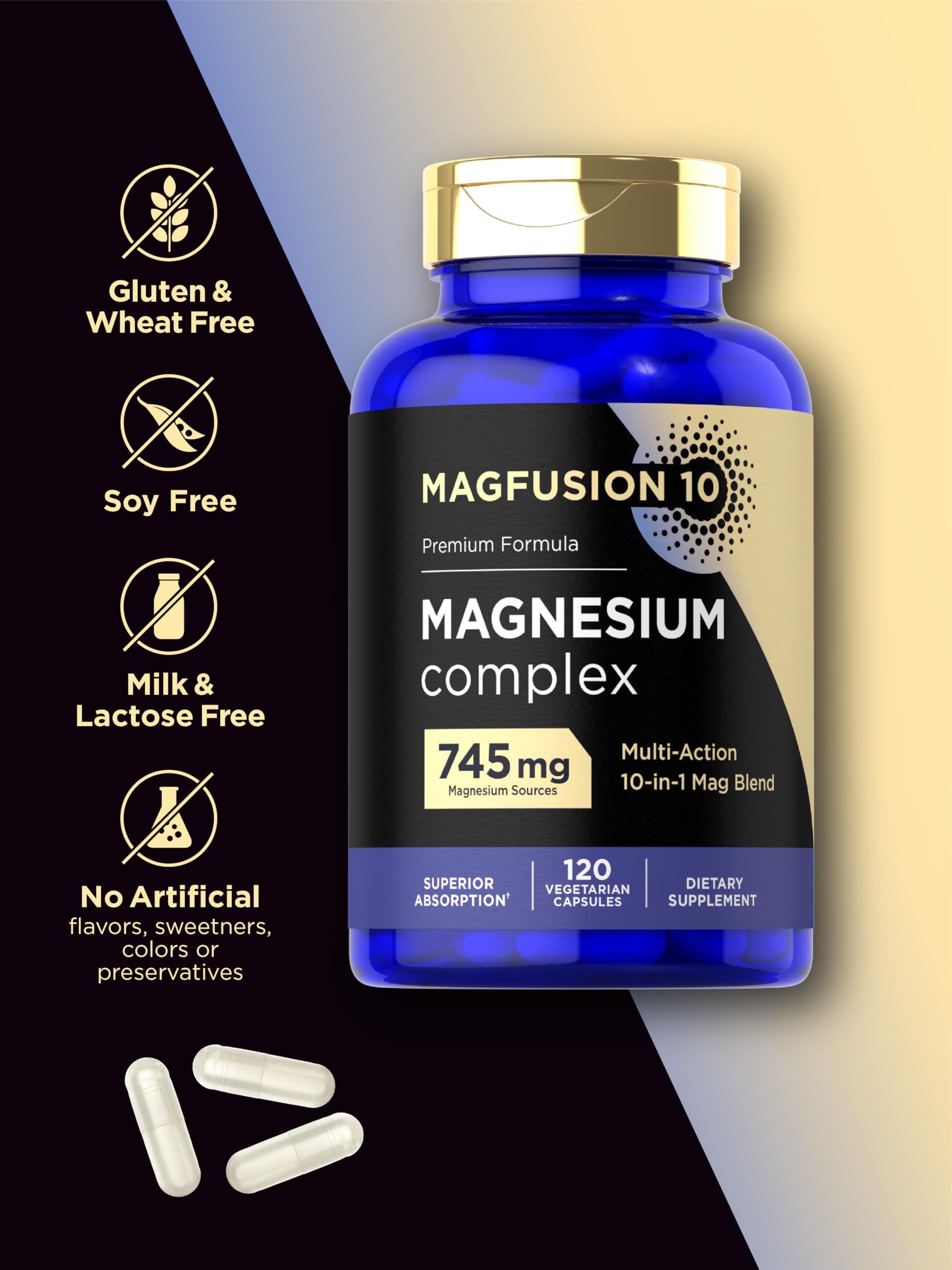 Magfusion-10 Magnesium Complex Supplement 745mg | 120 Capsules | 10 in 1 Blend | Vegetarian, Non-GMO, Gluten Free Magfusion-10 Au supplements