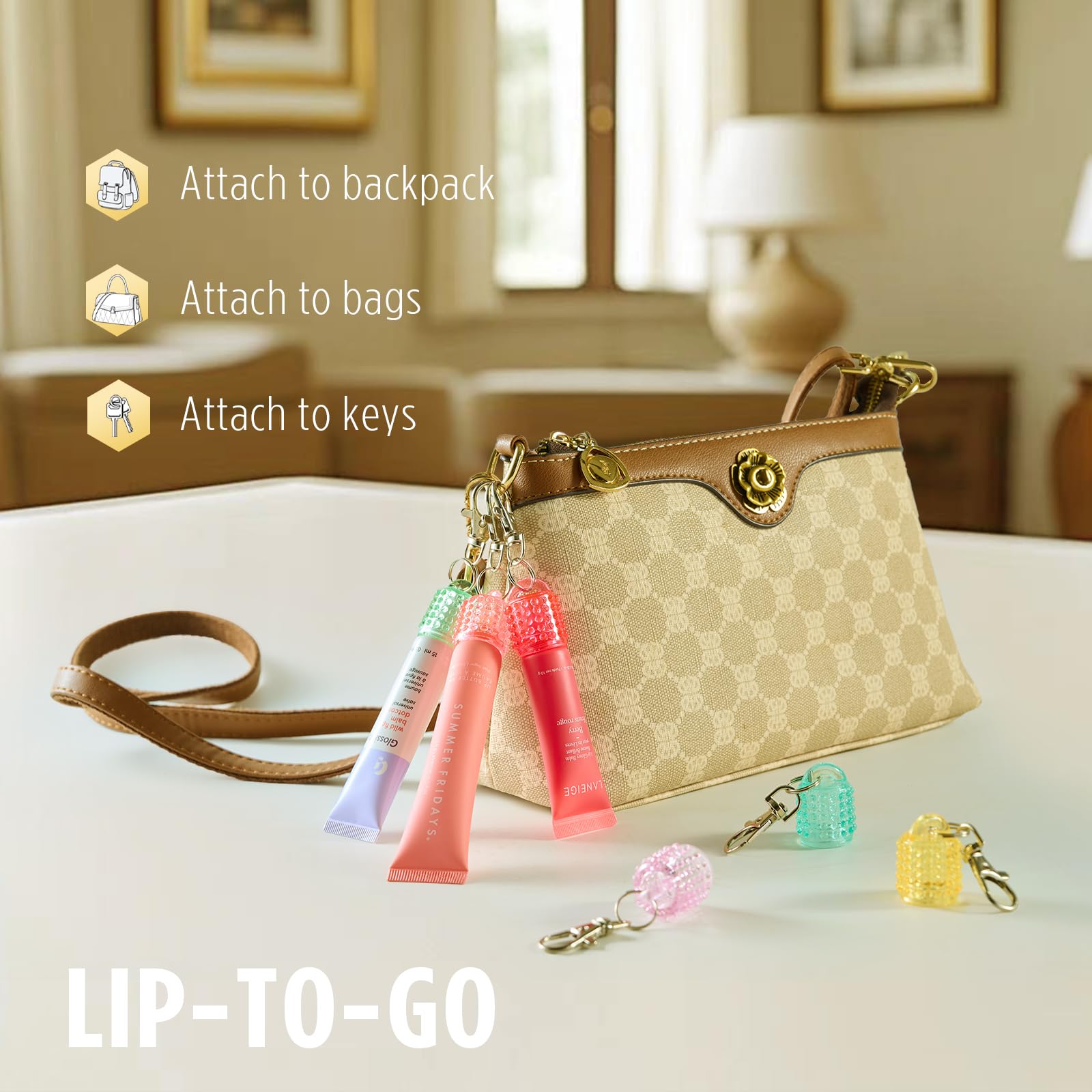 Lip Balm Keychain Cap for Laneige, Summer Friday and Glossier, Lip Balm Holder for Lanyard or Bag, Lip Gloss Keychain for Women,Replacement Cap with Stopper Prevent Spills Cupoita Au supplements
