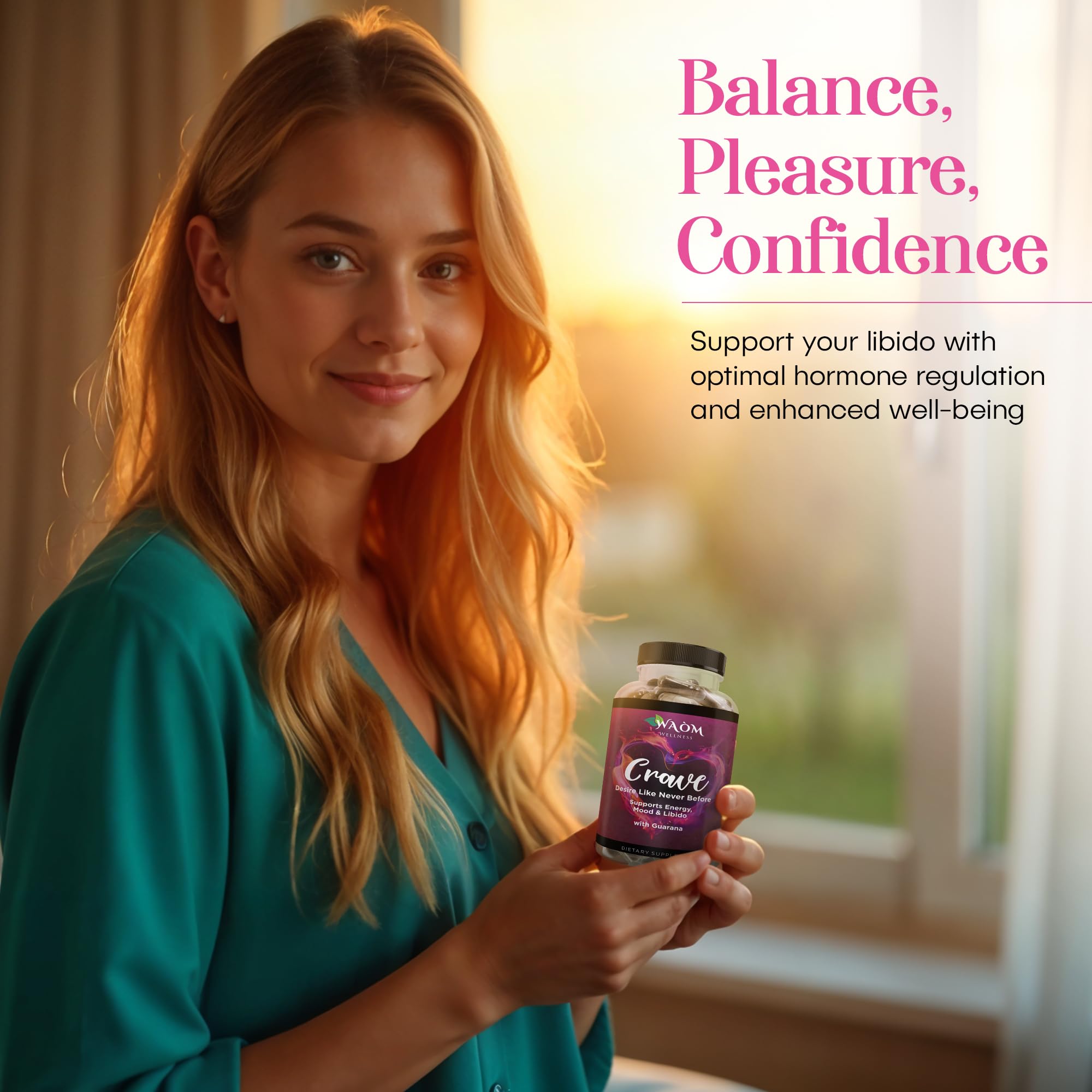 Waòm Wellness Crave – Women’s Desire Booster with Maca, Ashwagandha & L-Theanine – Natural Energy, Mood & Hormone Balance Support – 60 Vegan Capsules Waòm Wellness Au supplements