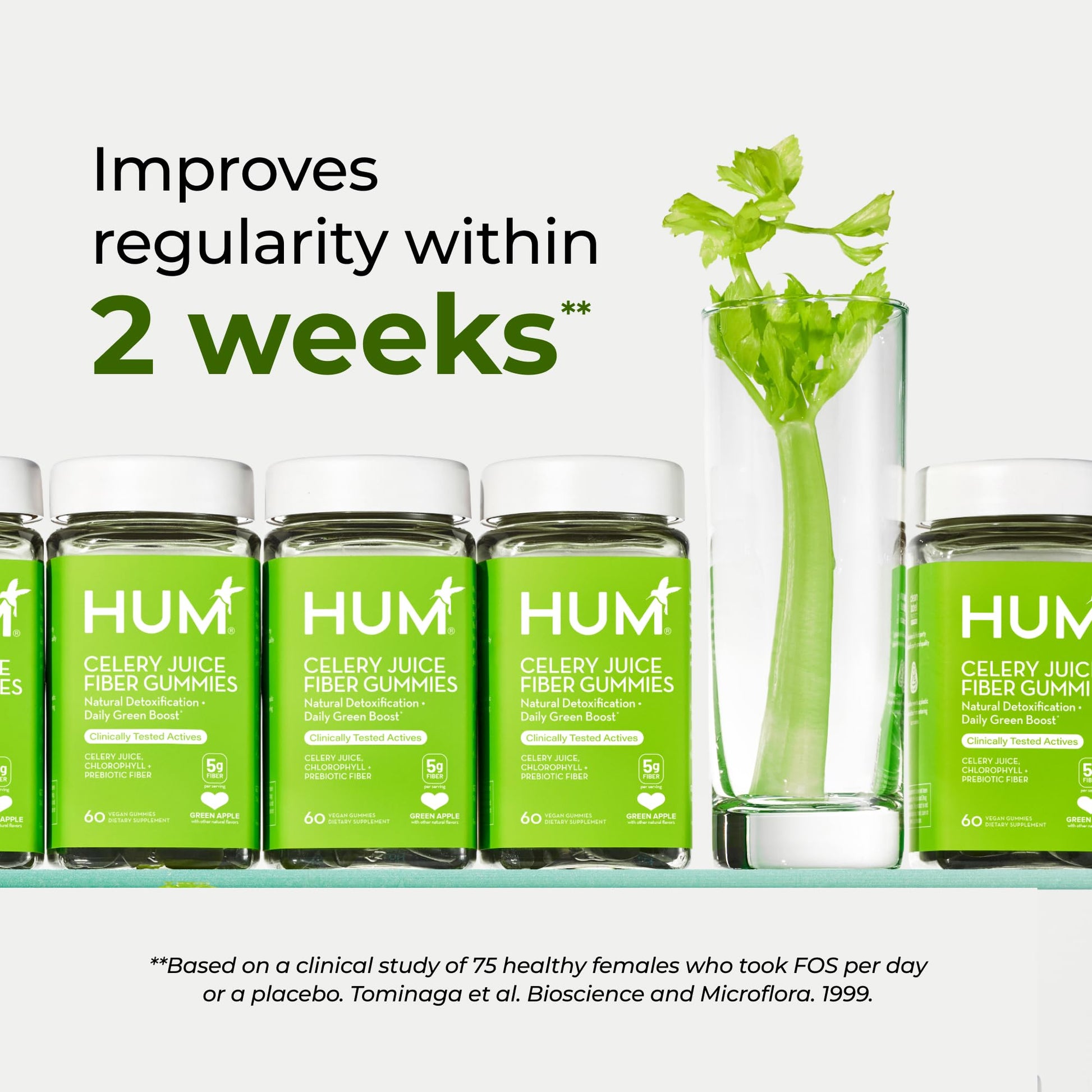HUM Celery Juice Fiber Gummies for Adults, First Prebiotic Celery Juice Gummy, Gluten Free Fiber Supplement Supports Detoxification, Gut Health, Greens Gummies, Chlorophyll & Prebiotic Fiber, 60 Count HUM Au supplements
