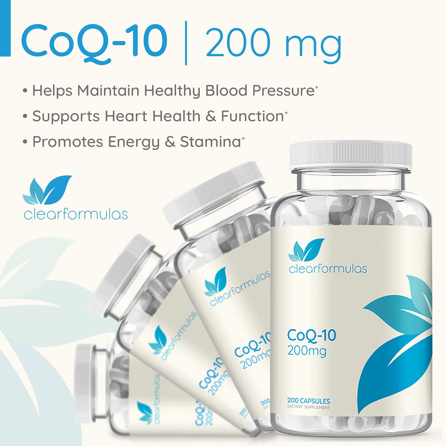 Clear Formulas CoQ10 200mg 200 Capsules Quick Absorption Non-GMO Clear Formulas Au supplements