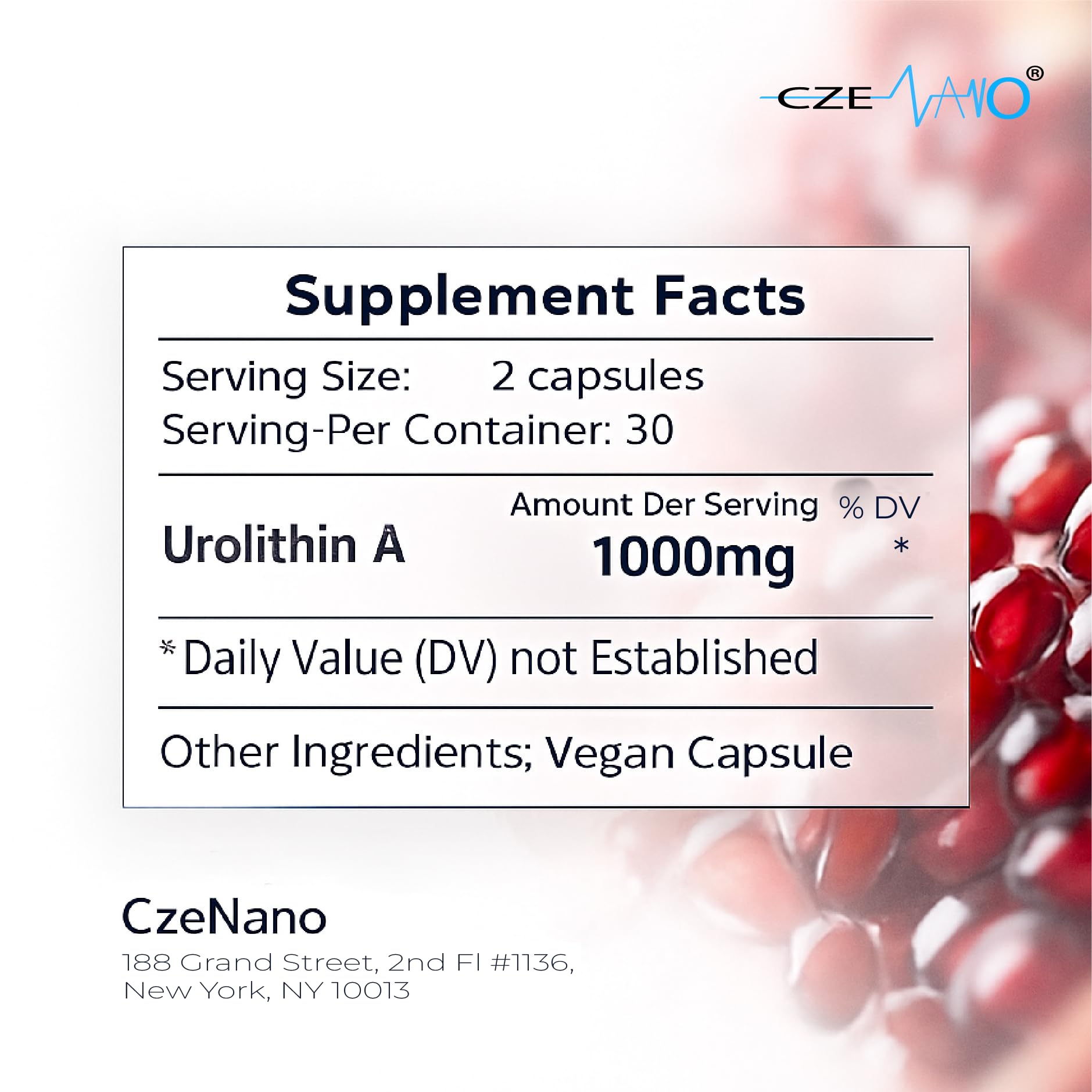 CzeNano Longevity – Ultra-Pure Urolithin A Supplement 1000 mg | Mitochondrial Support, Cellular Energy & Muscle Strength | Third-Party Tested COA | 60 Vegan Capsules CzeNano Au supplements