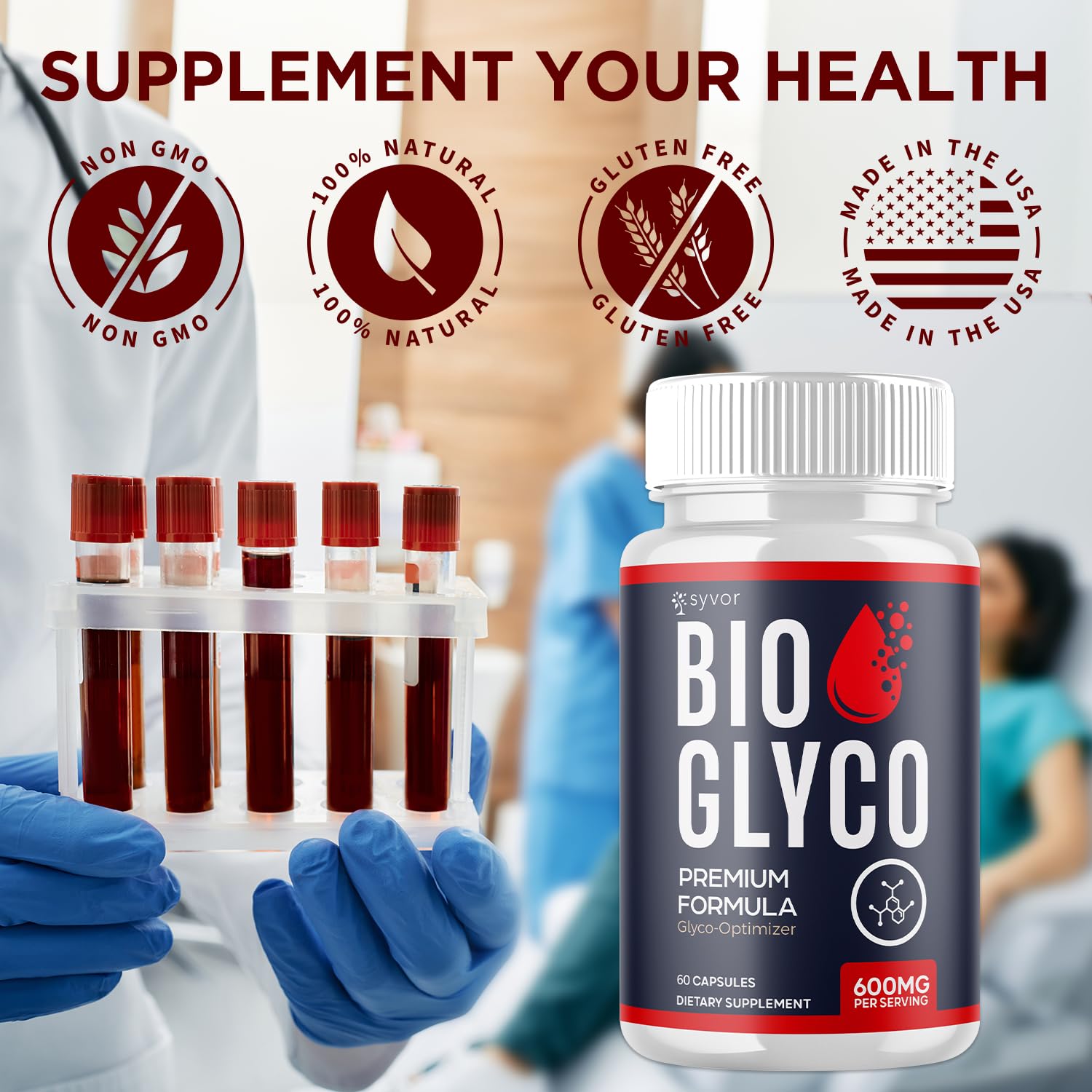 (2 Pack) Bio Glyco Capsules, Official BioGlyco Blood Health Support Pills with All Natural Ingredients, Advanced Blood Optimizer with Maximum Strength Premium Vitamins for Women & Men (120 Capsules) Syvor Au supplements