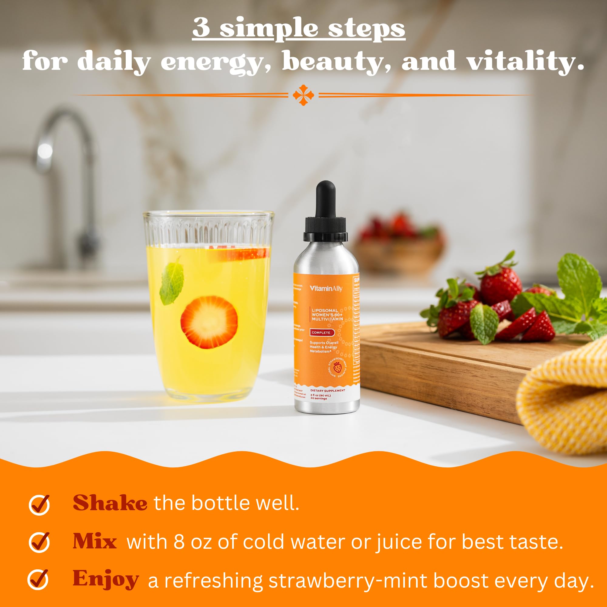 Vitaminally Women’s 50+ Liposomal Liquid Multivitamin – 16 Essential Vitamins & Minerals for Energy, Bone & Immune Support