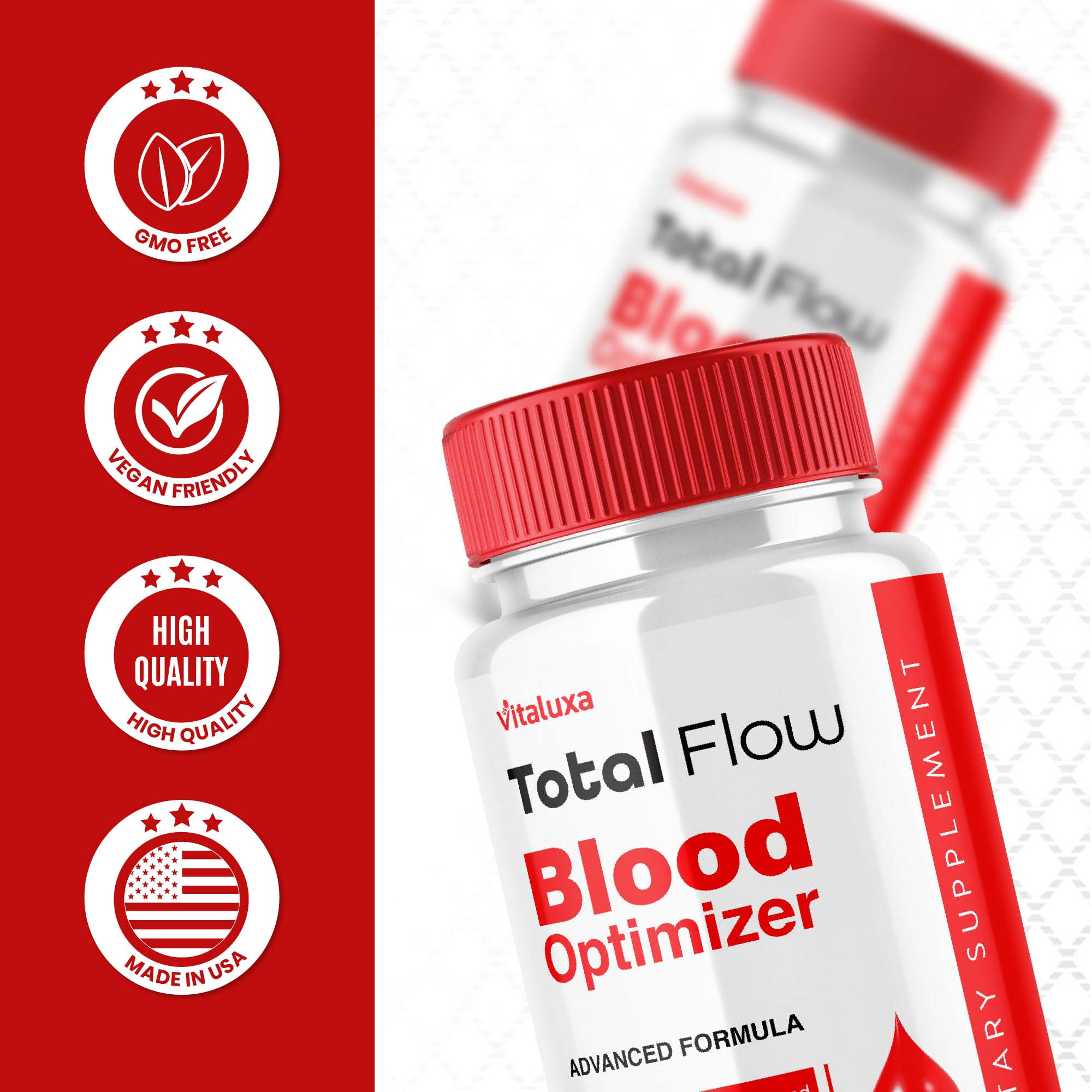 Total Flow Blood Balance, TotalFlow Blood Support Capsules Supplement Advanced Formula All Natural Optimizer Maximum Strength Daily Health Wellness, TotalFlo Premium Blend Pills (60 Capsules) Vitaluxa Au supplements