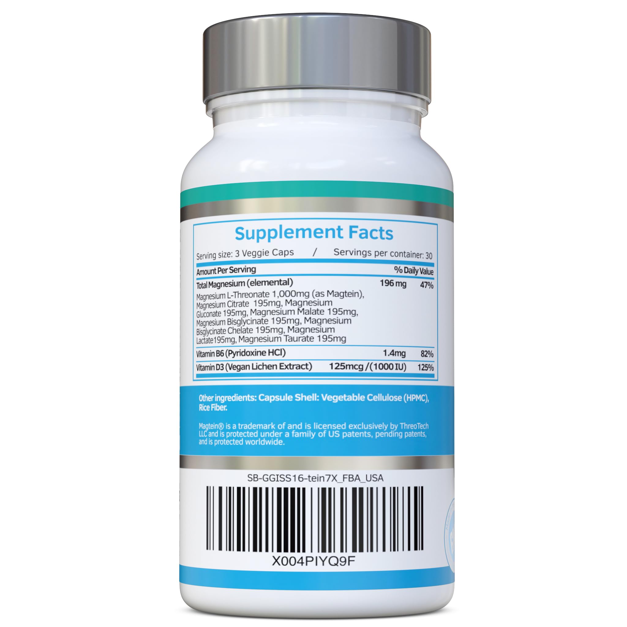 Magnesium L-Threonate Complex 7-in-1 with 1000mg of Magtein Plus Magnesium as Bisglycinate, Taurate, Citrate, Gluconate, Malate & Lactate - Supports Sleep - Vegan, US Made and No Artificial Nasties swiss bioenergetics Au supplements