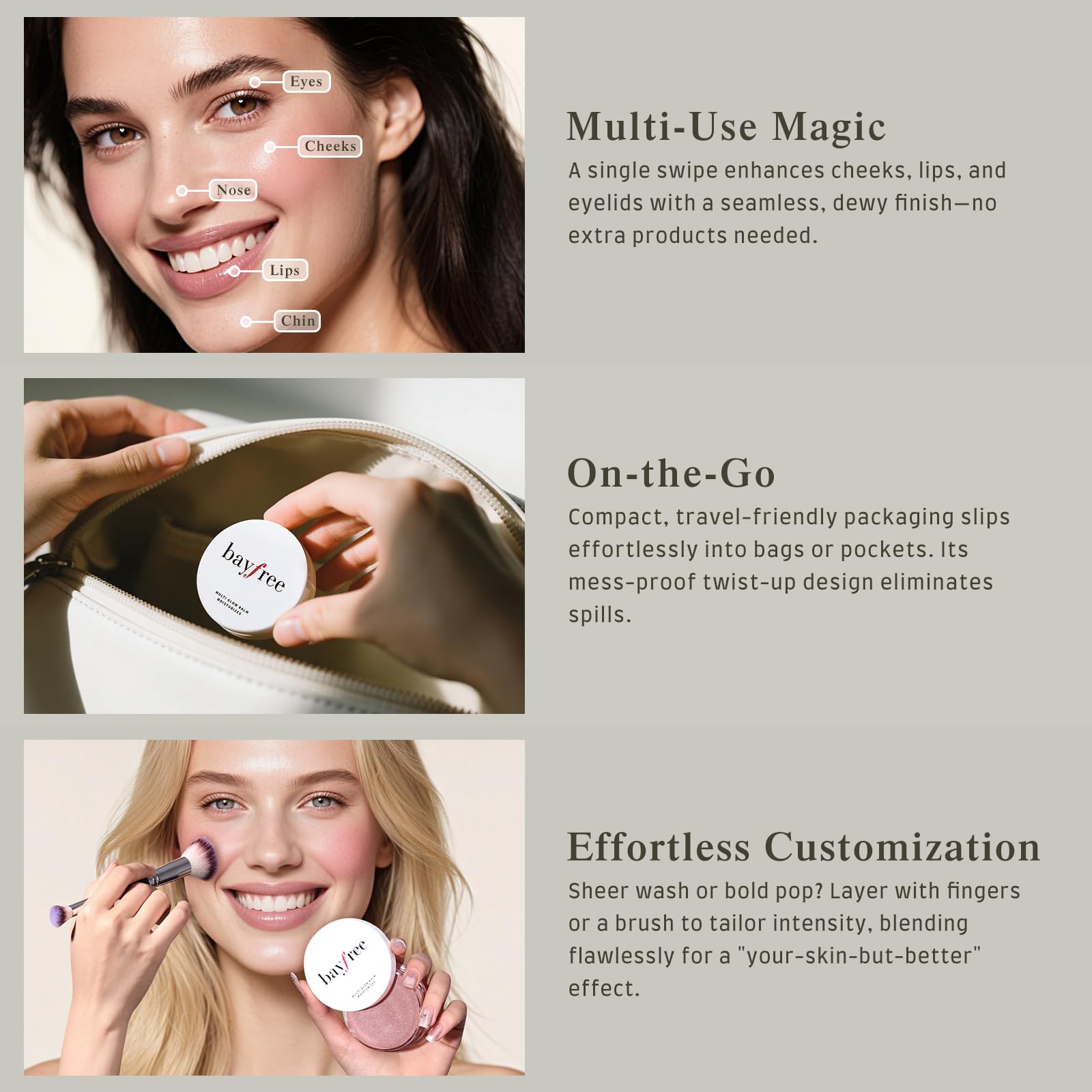 bayfree Multi Glow Balm, Cream Blush for Cheeks, Blush Balm Face Makeup, Radiant Finish, Hydrating, Creamy, Lightweight & Blendable Color, Face Makeup 0.63 Oz bayfree Au supplements