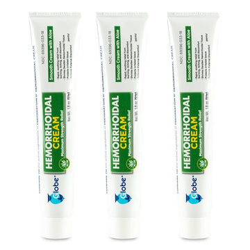 Globe (3 Pack) Hemorrhoid Cream, Relief with Aloe, (1.8 Ounce Tube) Relief from Hemorrhoids, Piles, Itching, Burning, Discomfort, & More Globe Au supplements