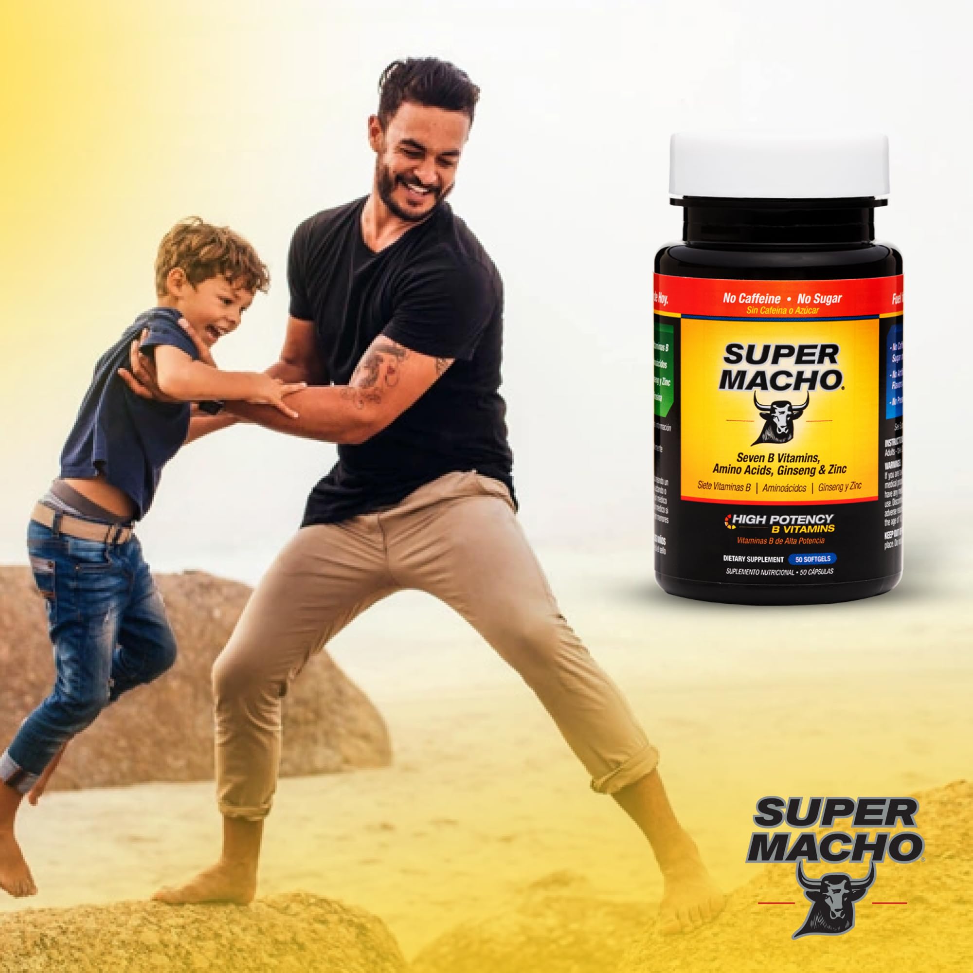 Super Macho, High Potency B Vitamins and Amino Acids, Fuel for Today's Active Men, No Caffeine, No Sugar, Dietary Supplement, Made in USA,50 Softgels Super Macho Au supplements