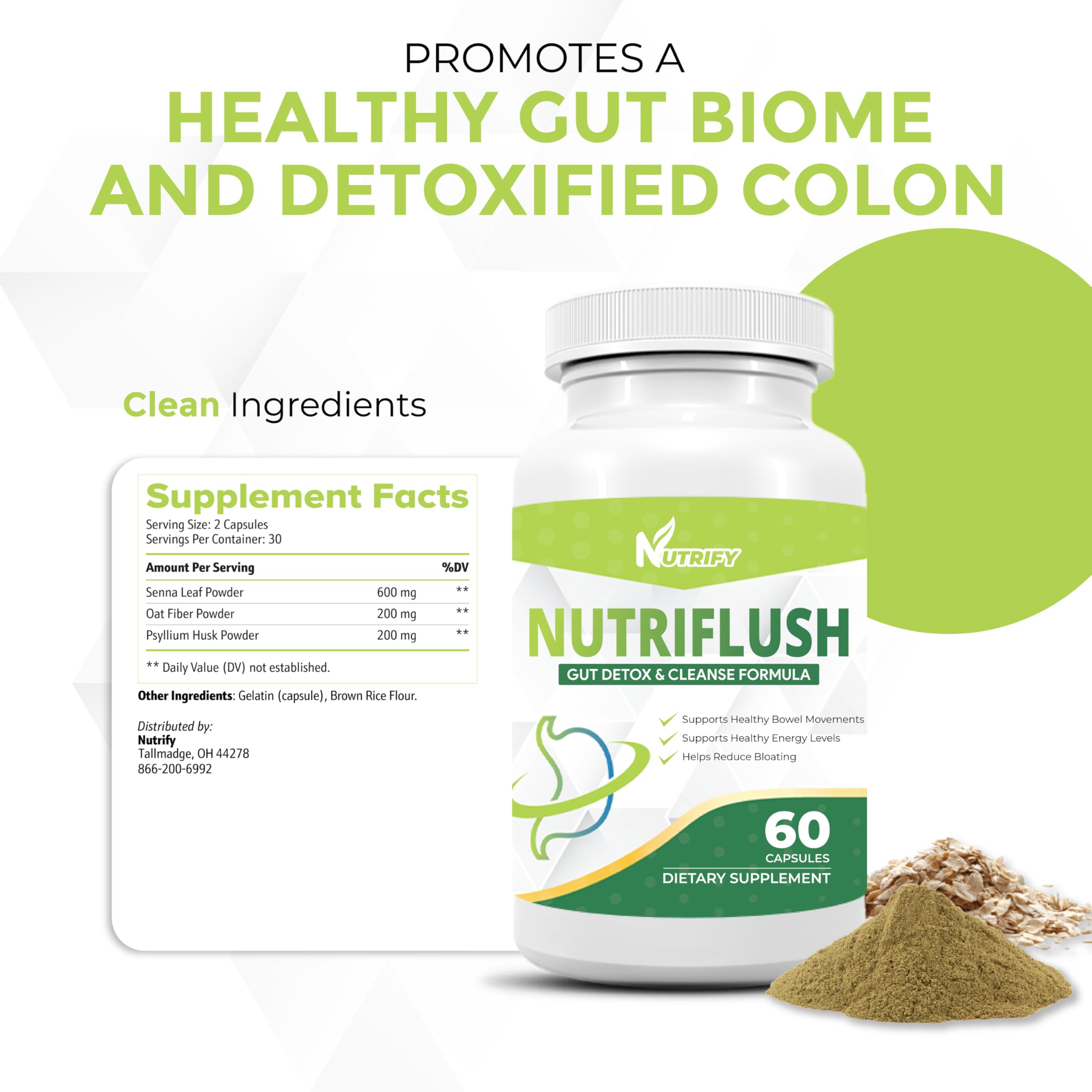 NutriFlush - Powerful Colon Support & Gut Cleanse Formula, High Absorption, GMO Free, Made in USA Generic Au supplements
