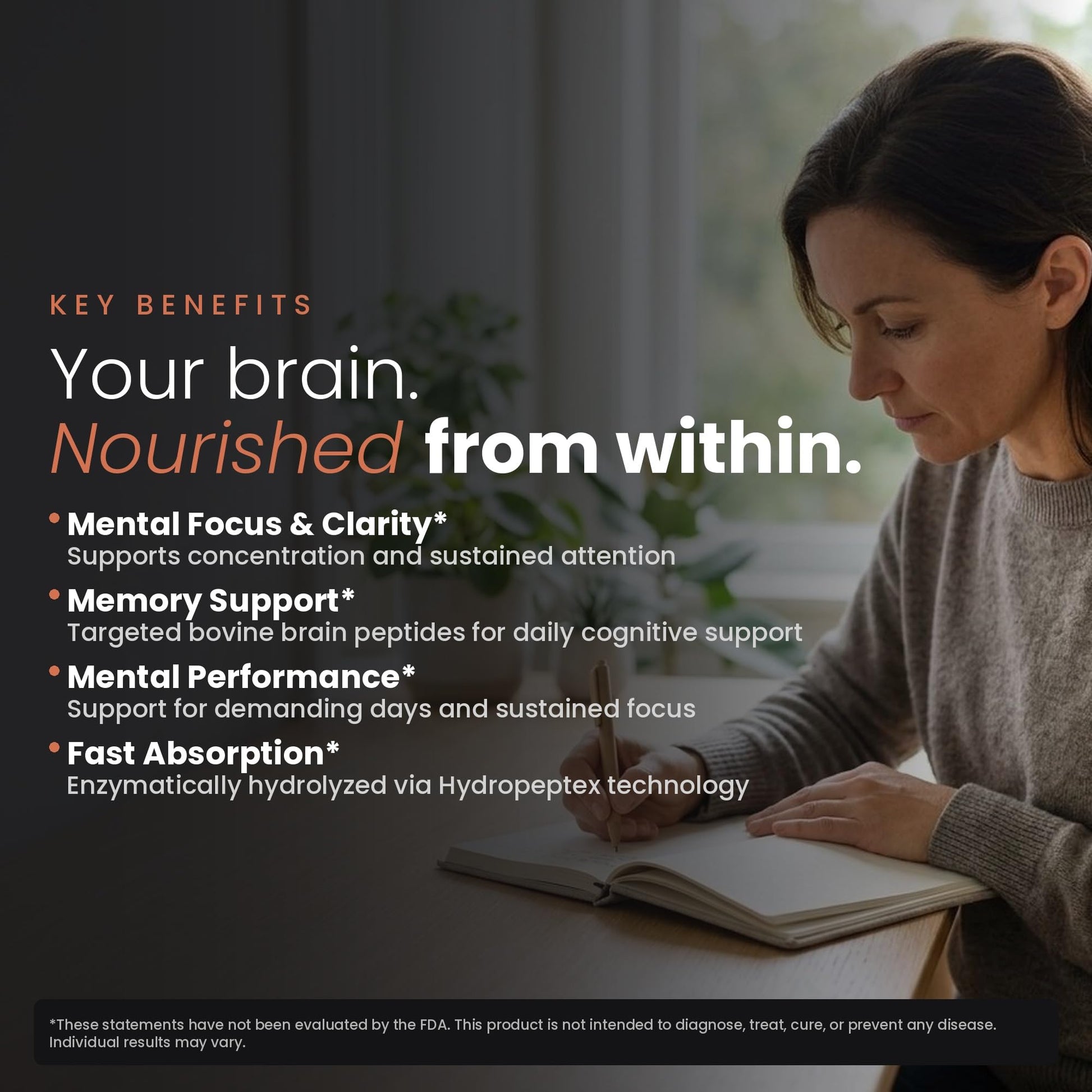 Nootropic Brain Supplement – Grass-Fed Bovine Brain Peptides for Focus, Memory & Mental Clarity – Ancestral Cognitive Support – Argentine Pasture-Raised, Non-GMO – 60 Capsules VILLAR BIOTECH Au supplements