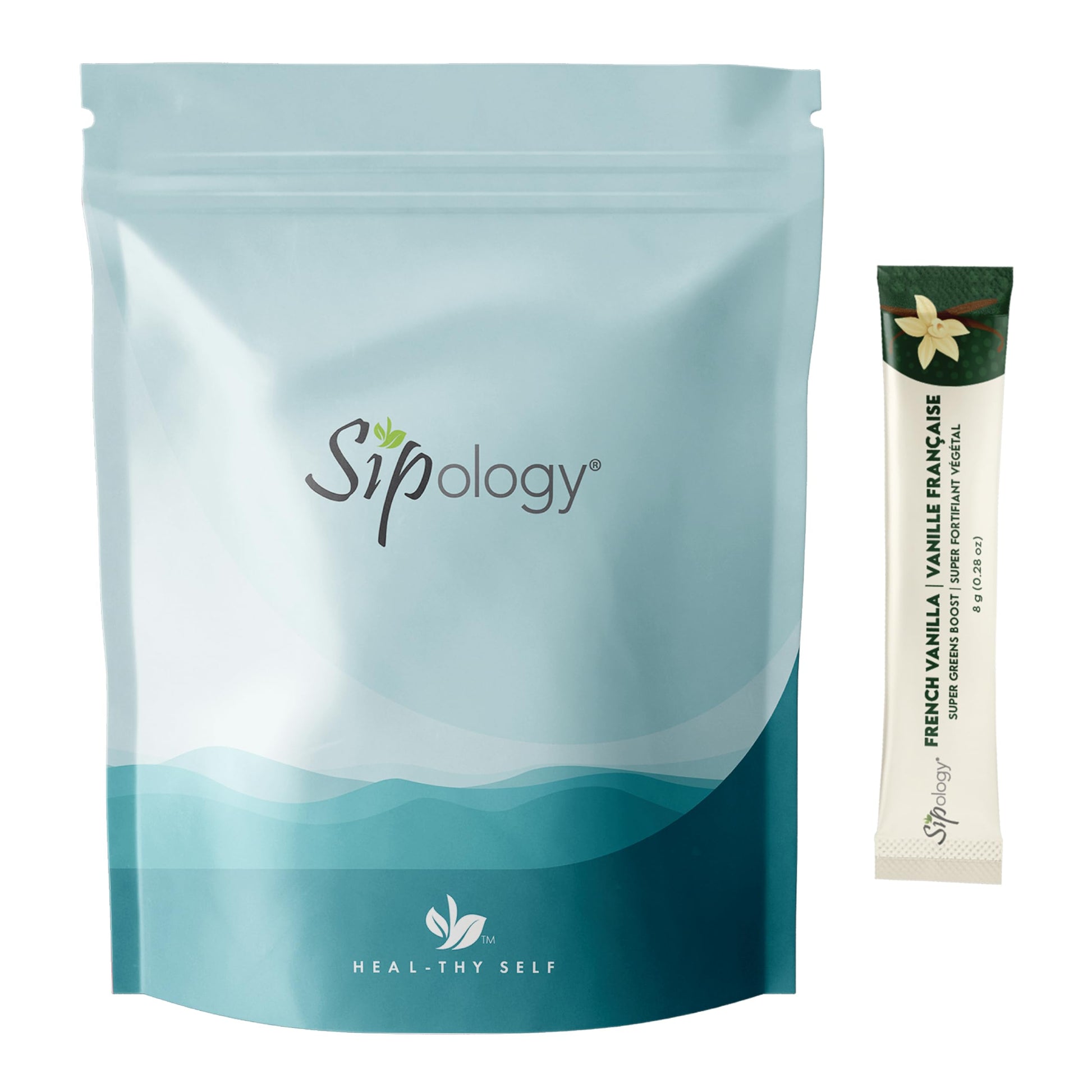 Sipology: Super Greens Boost - French Vanilla - 10 Stick Pack, Superfoods-Vitamins-Minerals-Nutrients, Mix Powder w/Water-Smoothies-Protein Shakes Sipology Au supplements