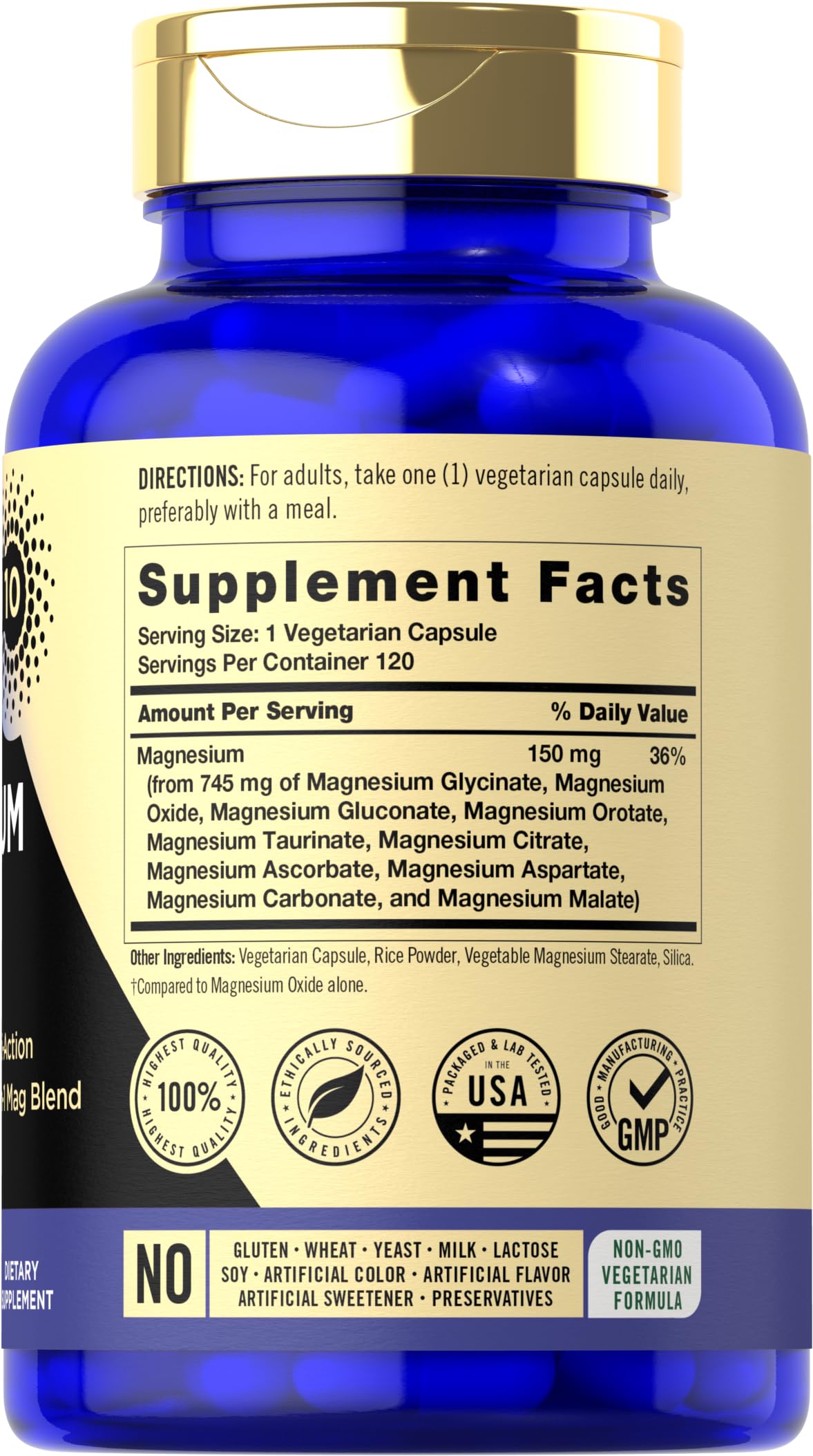 Magfusion-10 Magnesium Complex Supplement 745mg | 120 Capsules | 10 in 1 Blend | Vegetarian, Non-GMO, Gluten Free Magfusion-10 Au supplements