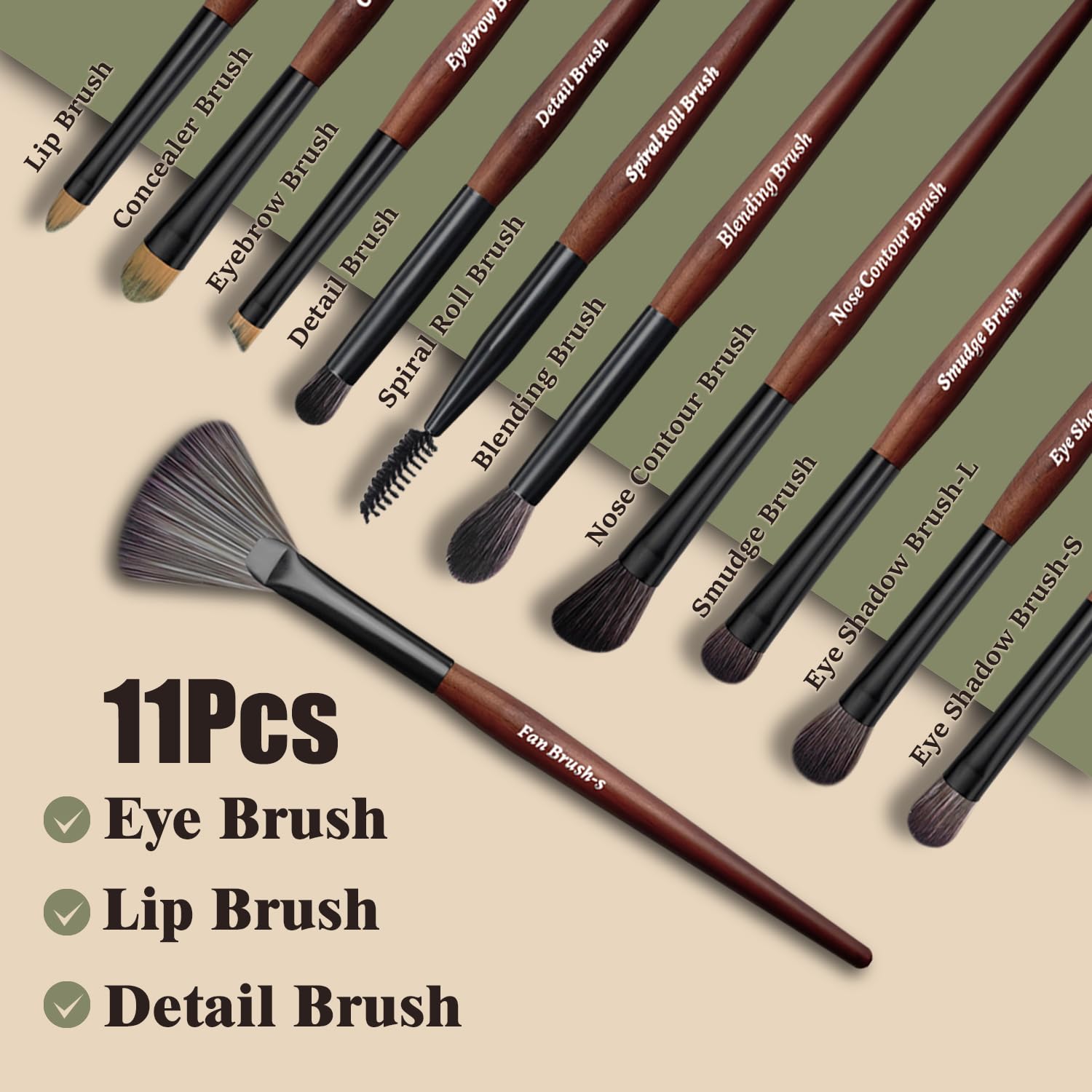 Makeup Brushes 16 Pcs Makeup Brush Set Professional, Wood Handle Travel Make Up Brushes Set with Case, Premium Cruelty-Free Synthetic Fiber Hair Makeup Brush Kit with Holder Zylsnice Au supplements