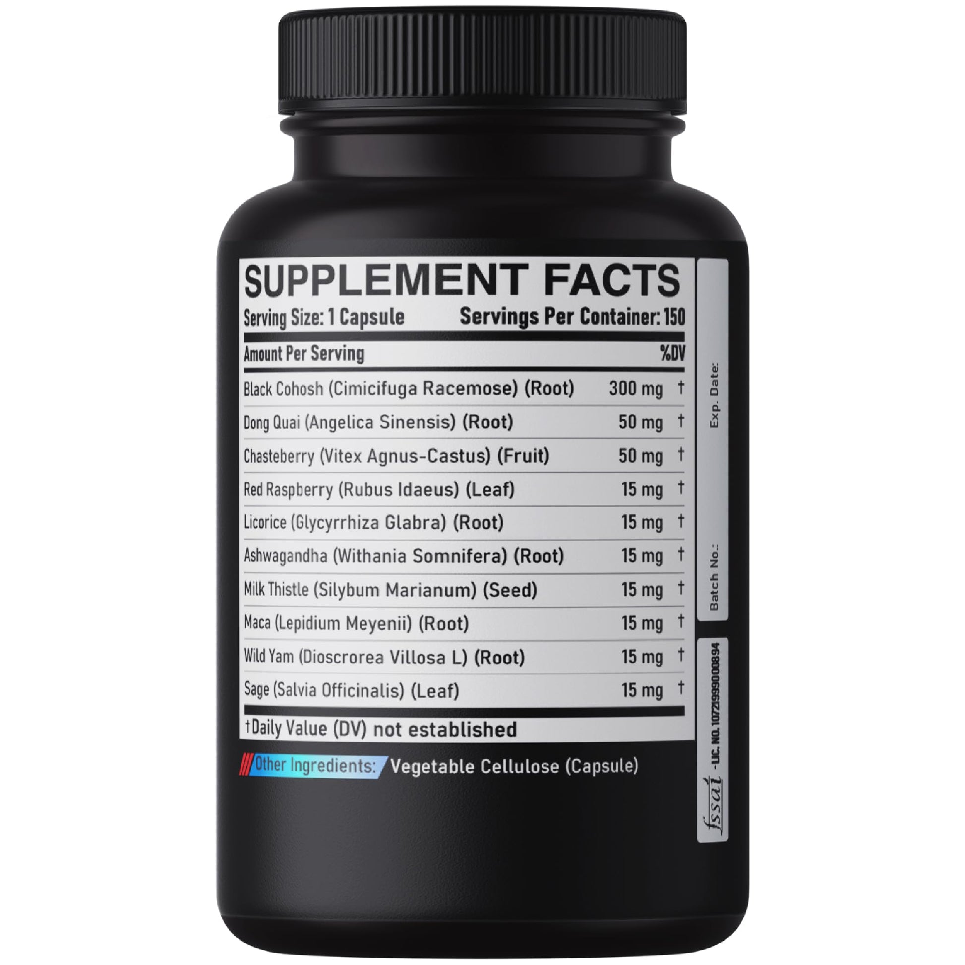 DEDICAD 12in1 Black Cohosh 5-Month Supply for Menopause Support Supplement with Dong Quai, Chasteberry, Red Raspberry, Licorice, Wild Yam & More - 150 Capsules DEDICAD Au supplements