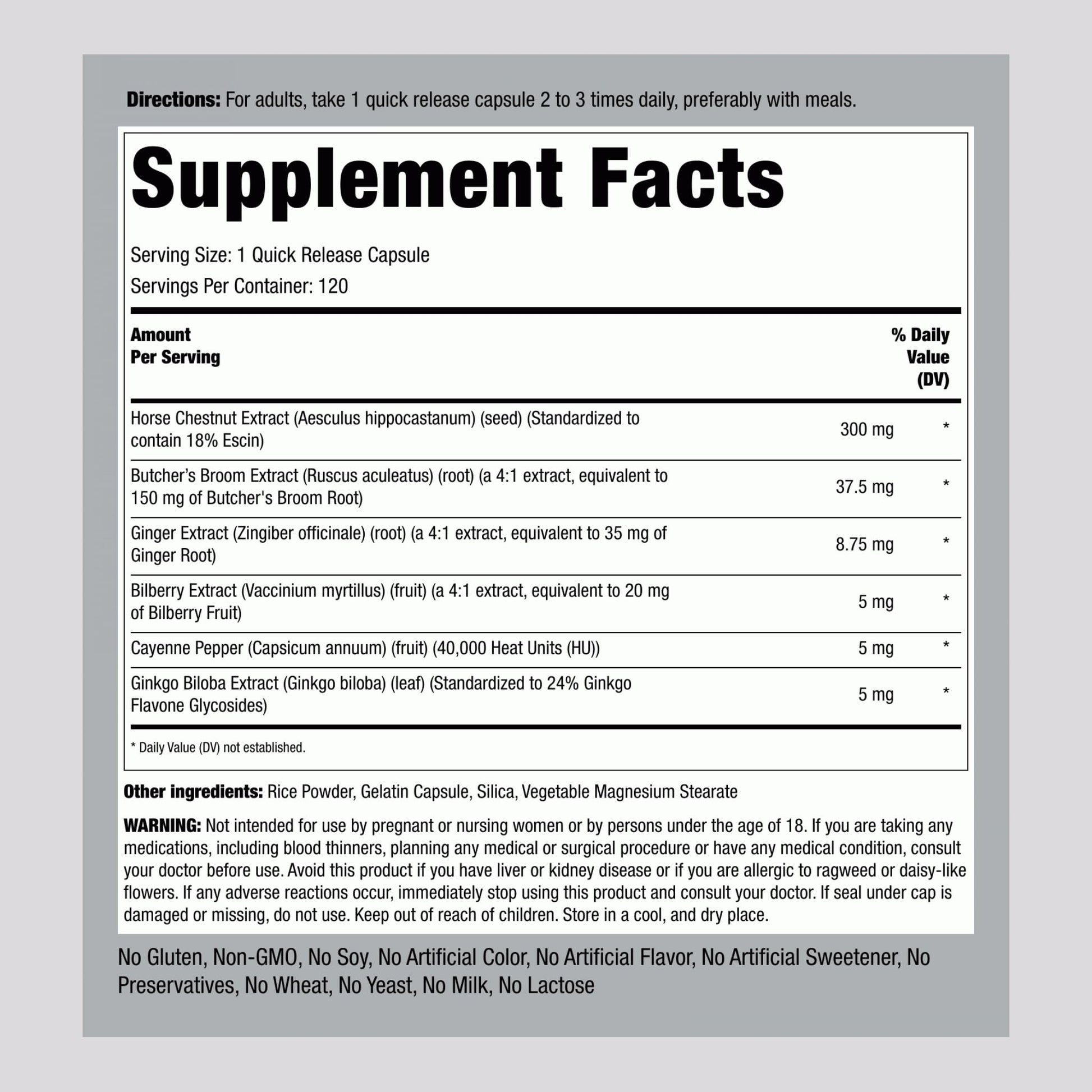 Piping Rock Circulation Supplement | 120 Capsules | Double Strength Complex | Non-GMO, Gluten Free Piping Rock Au supplements