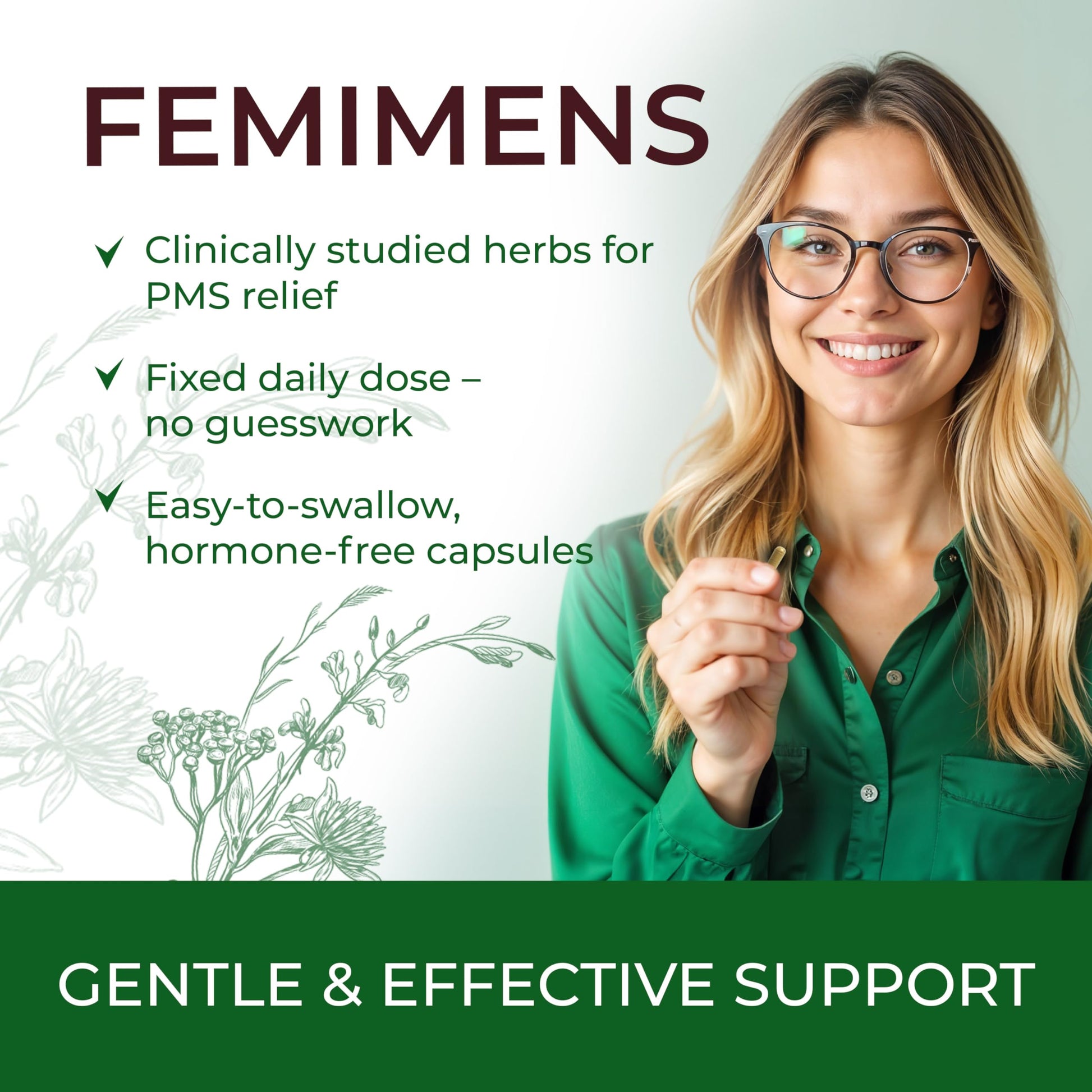 FEMIMENS – PMS Support Supplement for Women – PMS Relief for Women & Menstrual Cramp Relief – Hormonal Balance for Women – Chasteberry Vitex, Ashwagandha, Ginger, Fenugreek – 120 Vegan Capsules Ananta Medicare USA Au supplements
