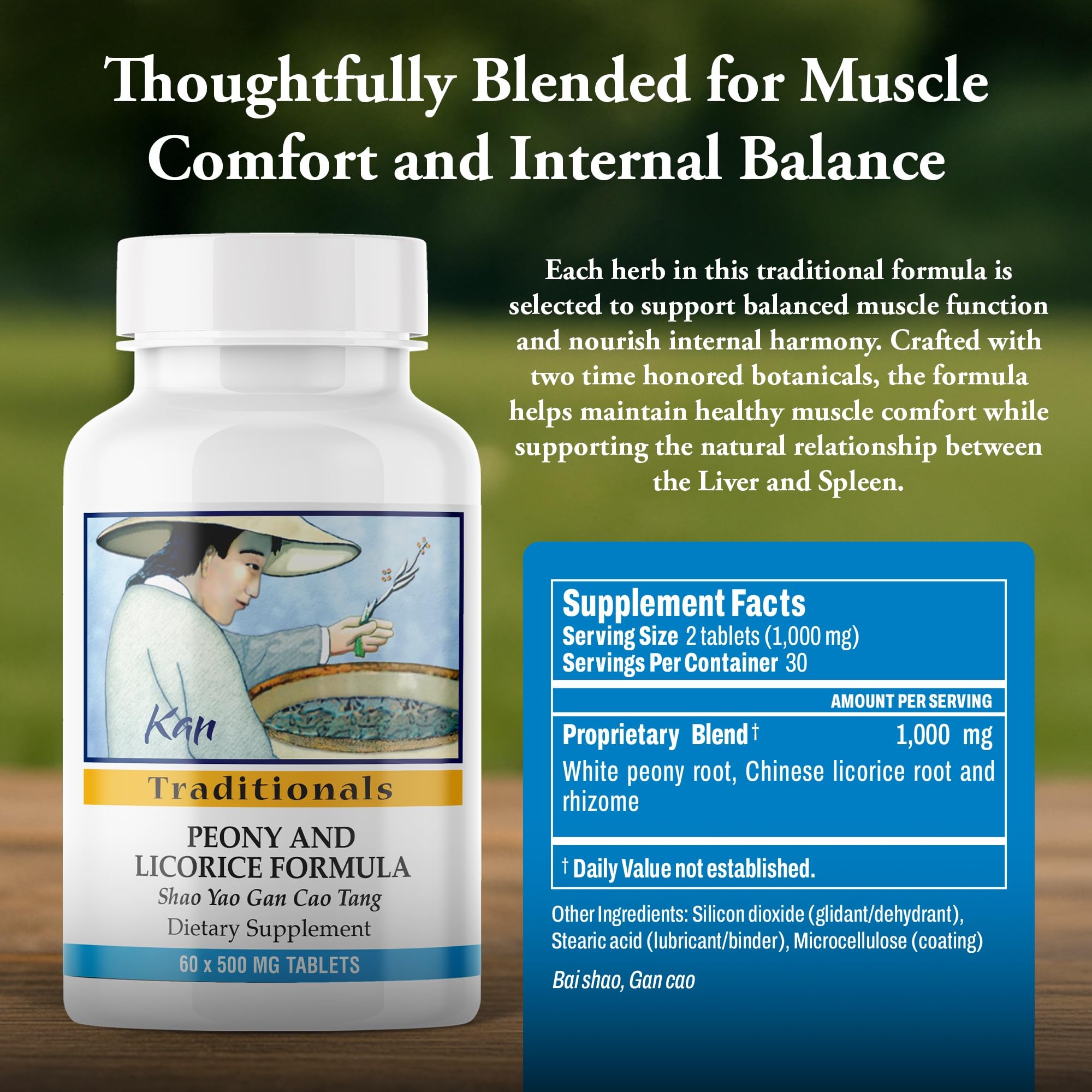Kan Herbs Company Peony & Licorice Formula Tablets – Traditional Chinese Herbal Blend with White Peony Root & Chinese Licorice to Support Liver Balance, Muscle Comfort & Digestive Harmony, 60 Tablets Kan Herb Au supplements