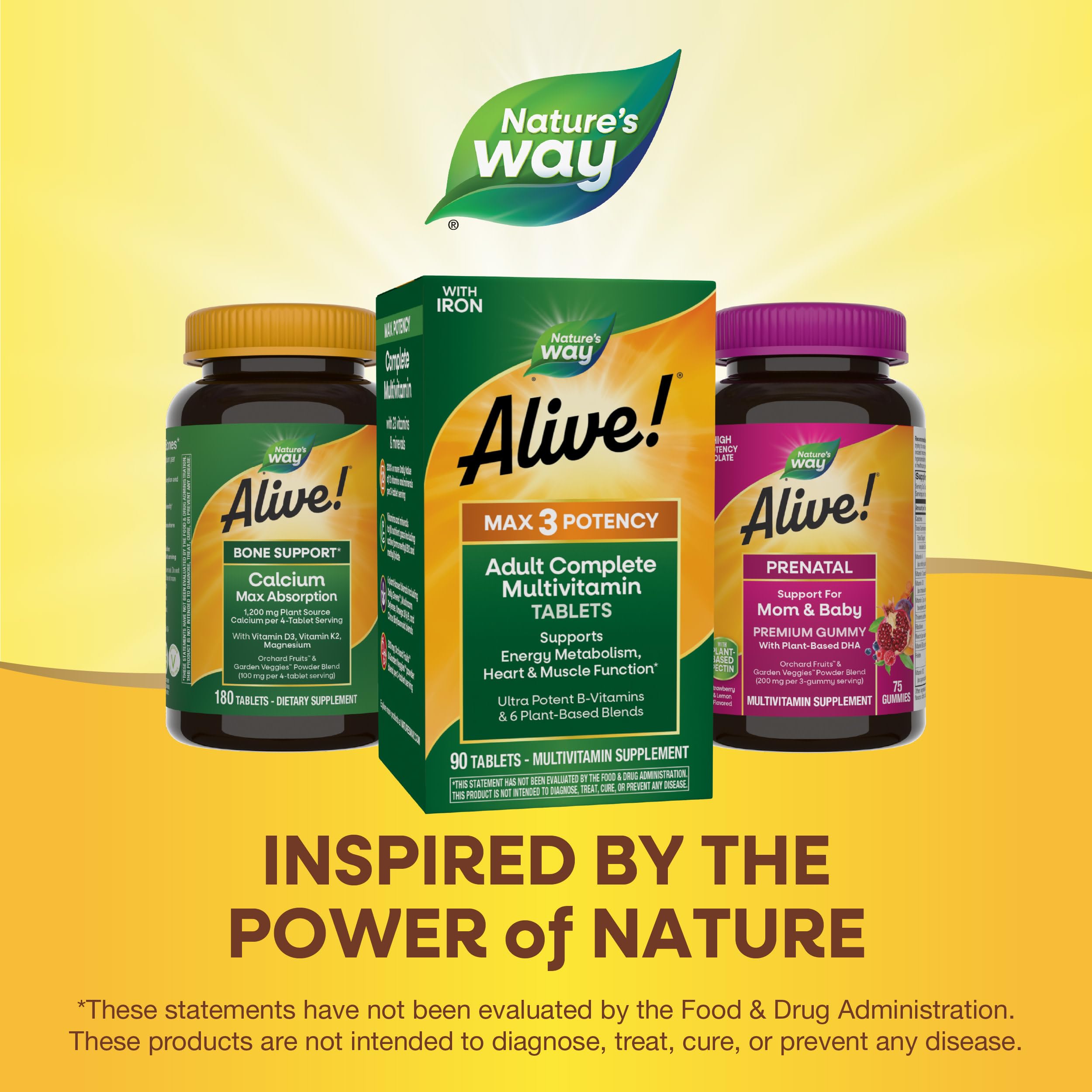 Nature's Way Alive! Max3 Potency Daily Multivitamin, Methylated B12 and Folate, Ultra Potency B-vitamins to Support Energy Metabolism*, 90 Tablets Nature's Way Au supplements