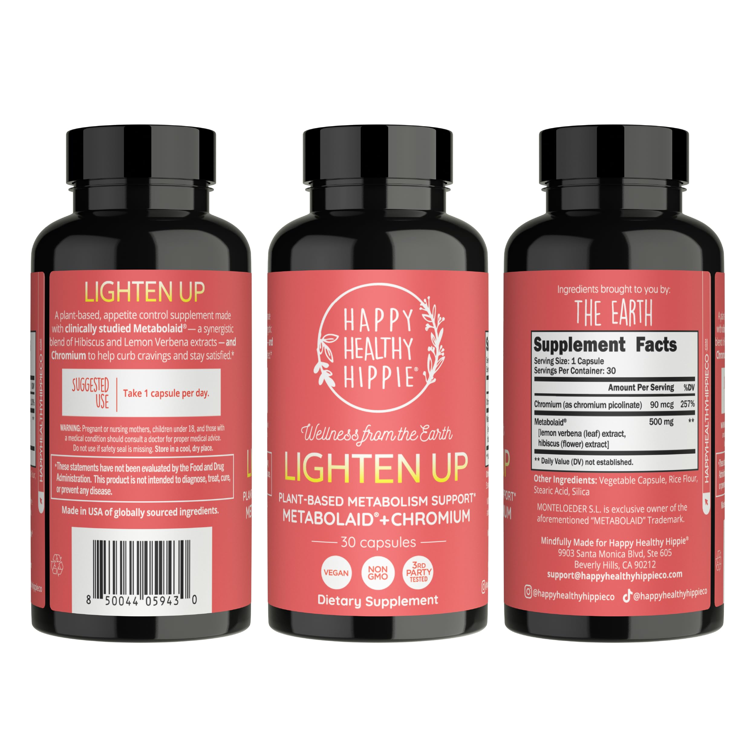 Happy Healthy Hippie GLP-1 Supplement (Metabolaid™ + Chromium) + Appetite Suppressant for Women | Metabolism Booster (AMPK) for Weight | Belly Fat Burner | Hunger & Cravings Control - 30 Vegan Caps Happy Healthy Hippie Au supplements