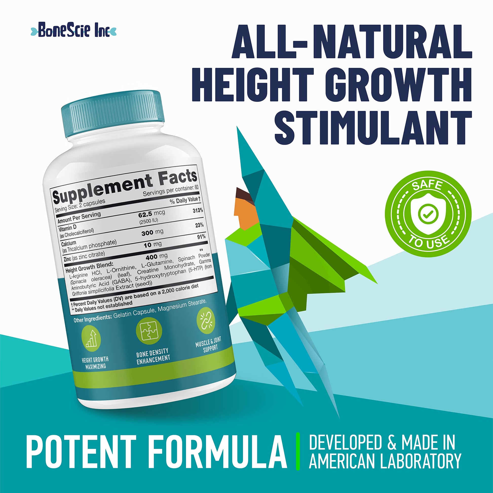 Height Growth Maximizer - Made in USA - Natural Height Increase Booster & Bone Growth Pills - Grow Taller Supplement for Adults, Teens & Kids - Vitamins for Boys & Girls to Get Taller - 120 capsules BONESCIE INC Au supplements