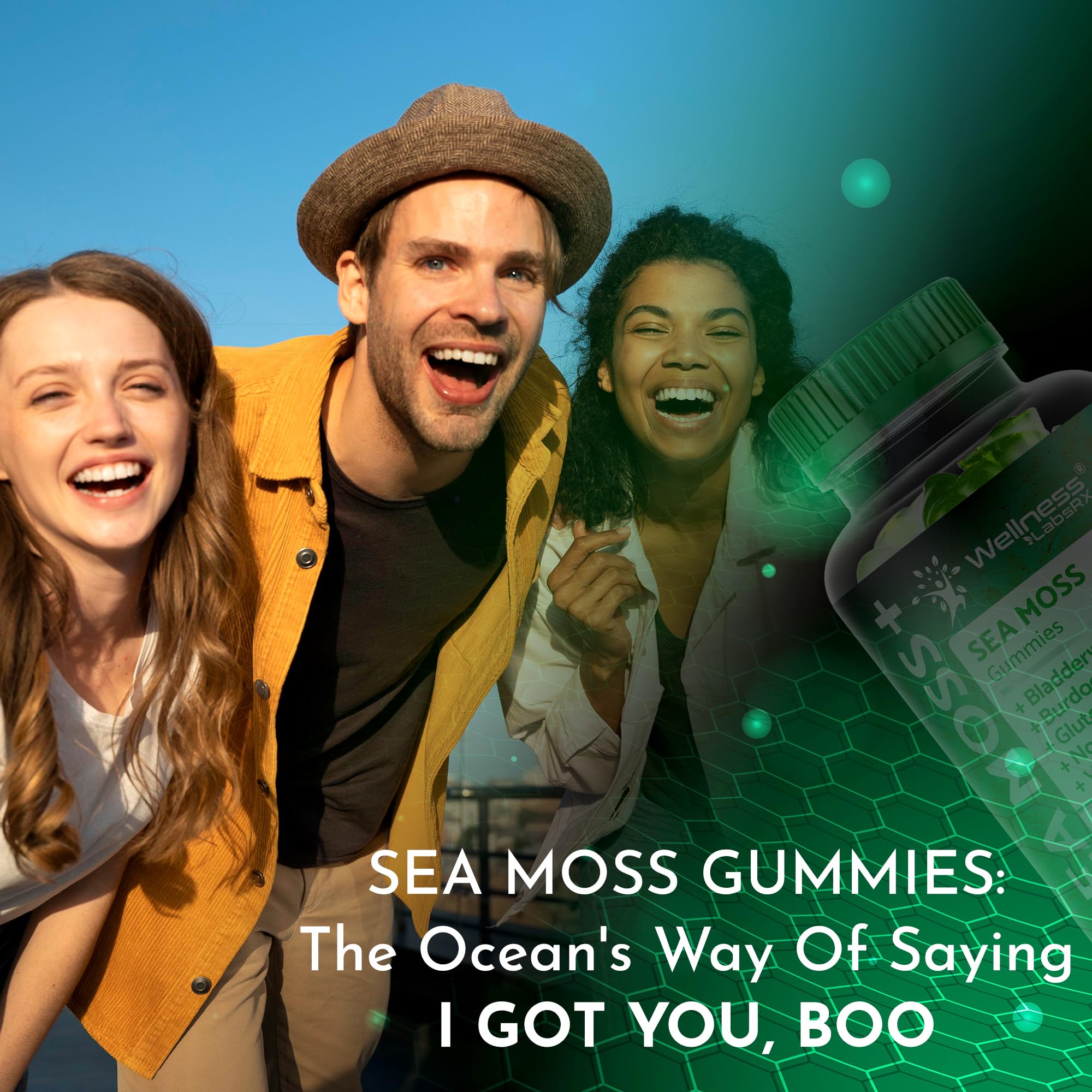 WELLNESS LABSRX Sea Moss Gummies, 3200mg Irish Sea Moss Mixed Berry Flavor with Maximum Potency Bladderwrack and Burdock Root - Supports Skin, Energy and Immunity - 90 Count WELLNESS LABSRX Au supplements