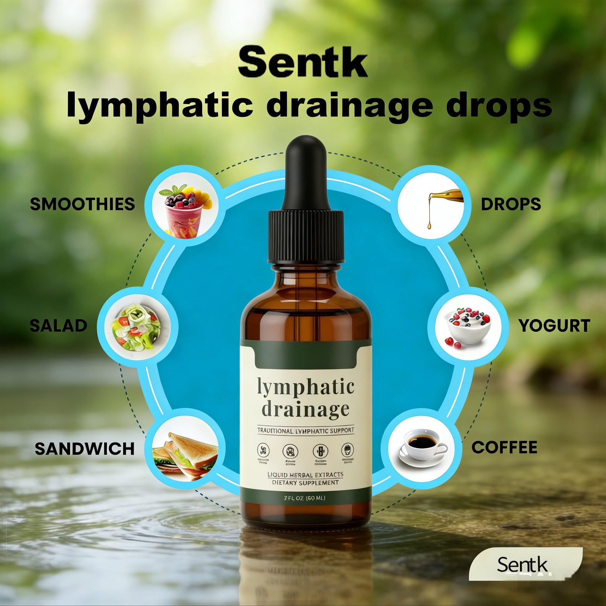 Sentk Organic Lymphatic Drainage Drops, Liposomal Herbal Blend – Supports Lymph System, Reduces Swelling, Boosts Immunity & Vitality, Enhance Clarity, Portable Dropper Design, 2 fl oz (2 Pack) Sentk Au supplements