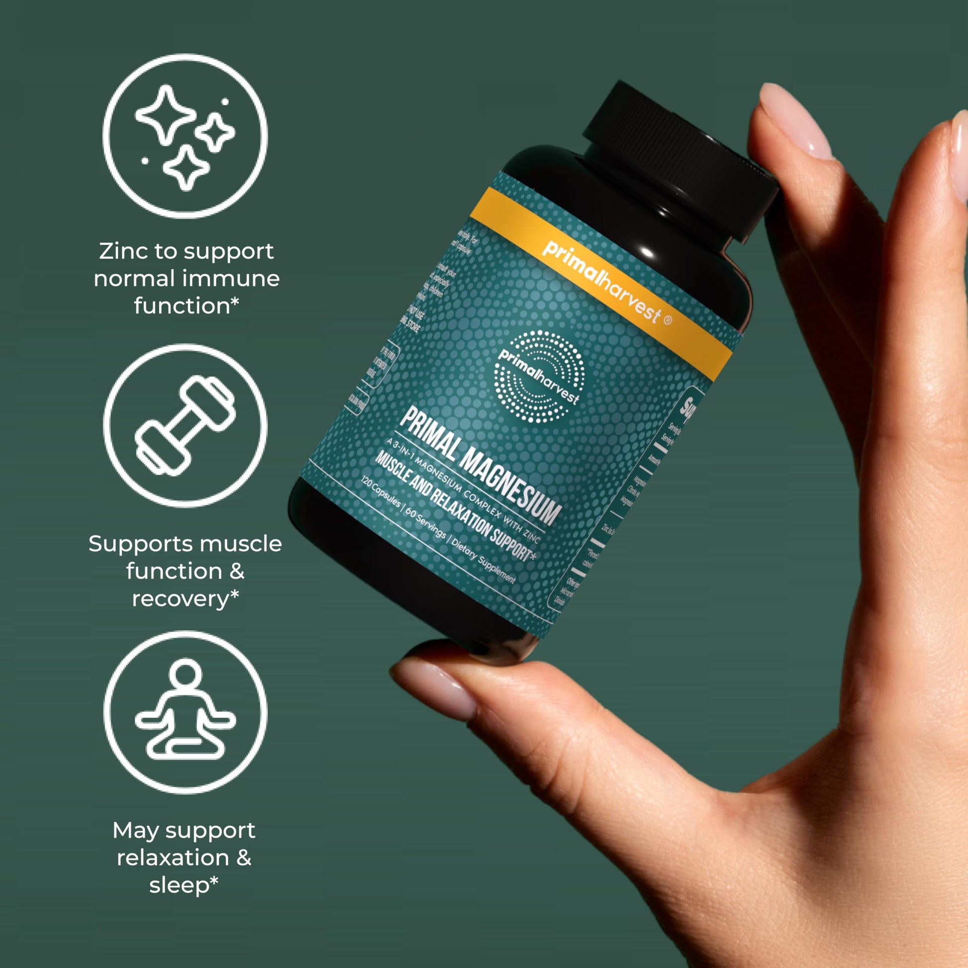 Primal Harvest Magnesium Supplement Complex 310mg by Primal Harvest with Magnesium Glycinate, Citrate, Malate, and Zinc 2 Pack, 240 Capsules Primal Harvest Au supplements