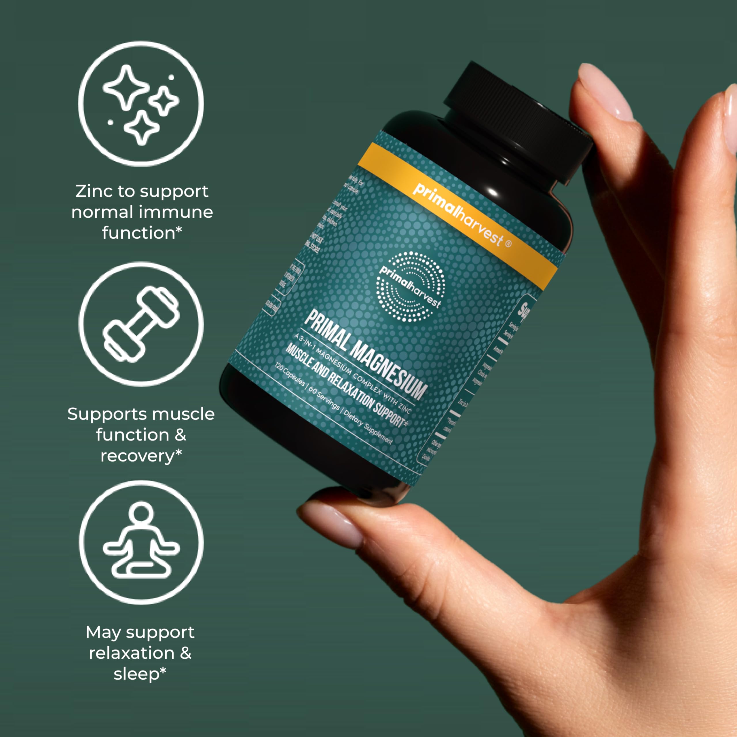 Primal Harvest Magnesium Supplement Complex 310mg by Primal Harvest with Magnesium Glycinate, Citrate, Malate, and Zinc 2 Pack, 240 Capsules Primal Harvest Au supplements