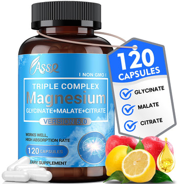 ASSR Triple Magnesium Complex – 300mg Magnesium Supplement with Glycinate, Malate & Citrate – Supports Relaxation, Muscle & Nerve Function – High Absorption, Vegan, Non-GMO, 120 Capsules ASSR Au supplements