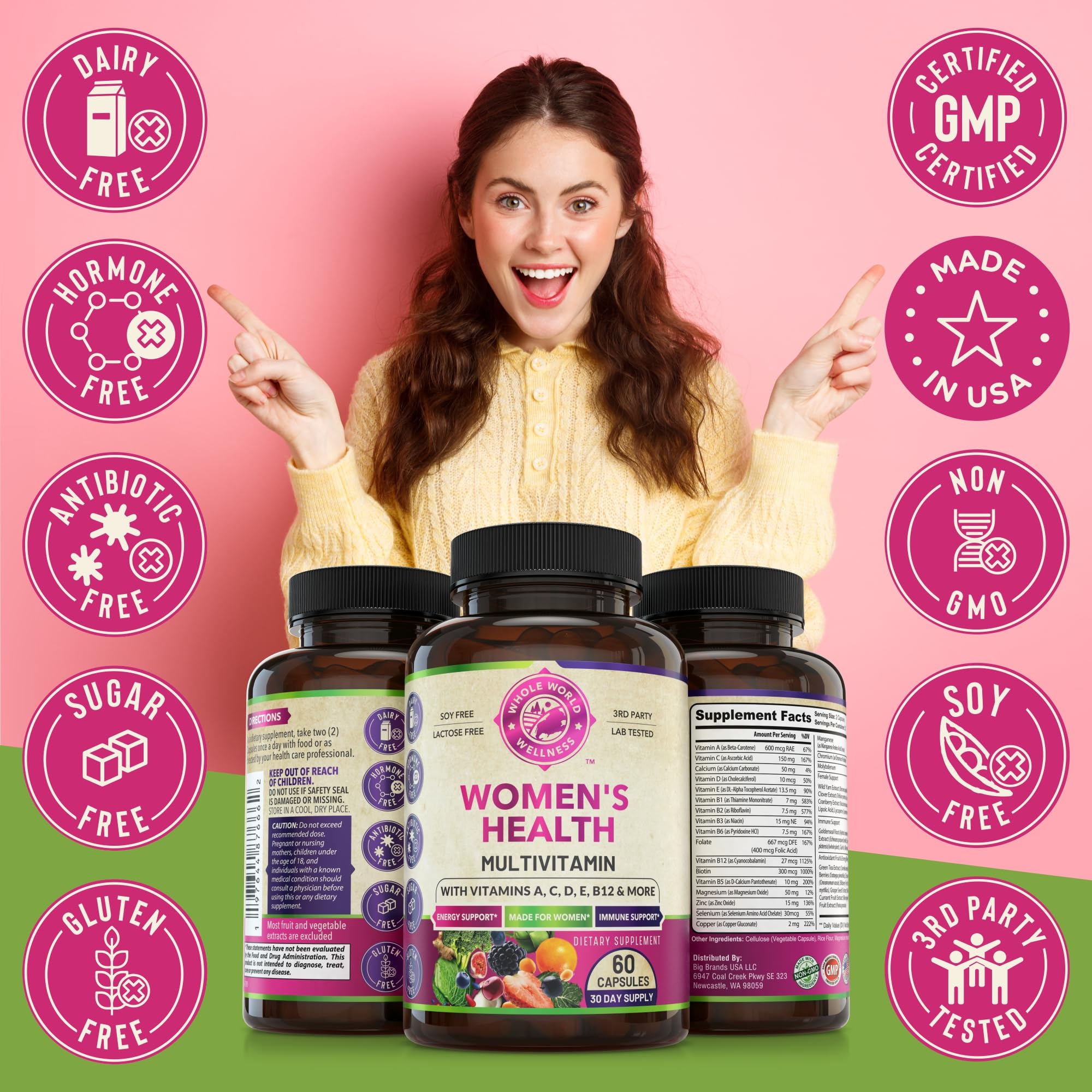 Womens Daily Multivitamins & Mens Daily Multivitamins Bundle (One Bottle Each) - Supports Holistic Wellness, Including Energy & Focus. Multivitamin & Multimineral Blend. Made in The USA. WHOLE WORLD WELLNESS Au supplements