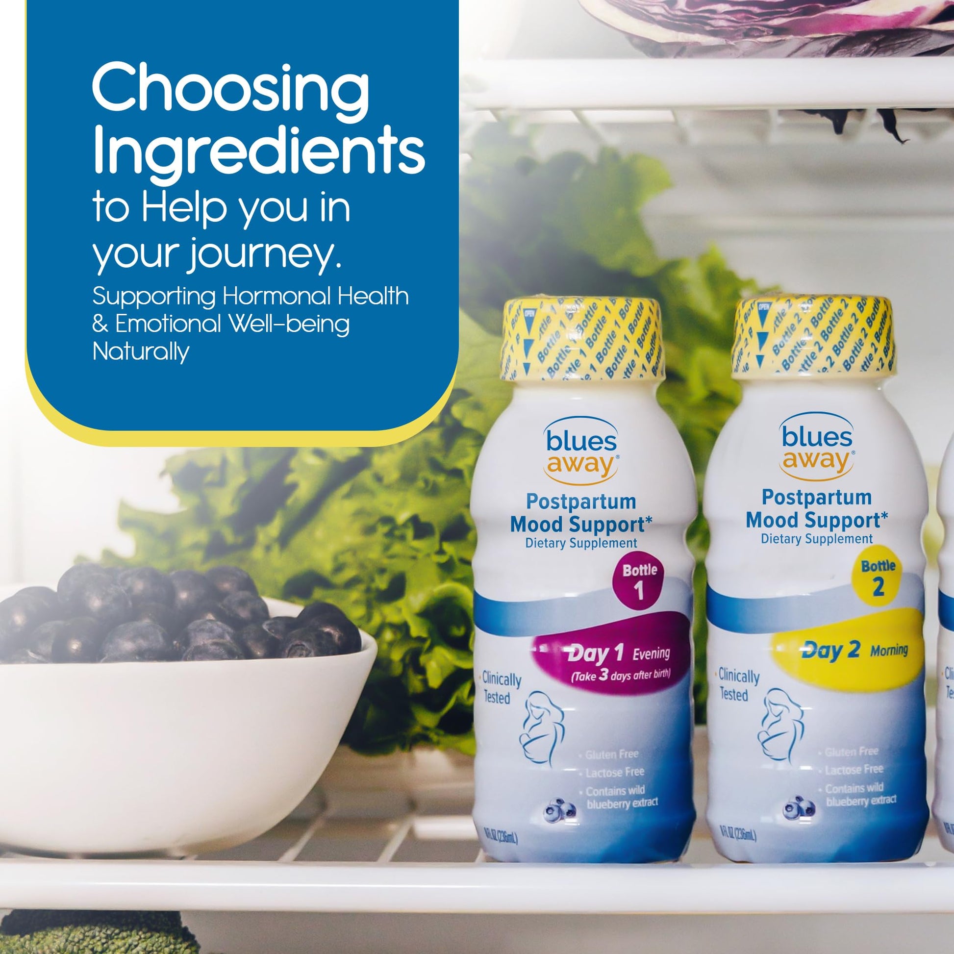 Blues Away Postpartum Mood Support Drink - Breastfeeding Friendly Postnatal Hormone Balance for Women - 3-Day Liquid Dietary Stress Support Shake [4 Bottles] Blues Away Au supplements
