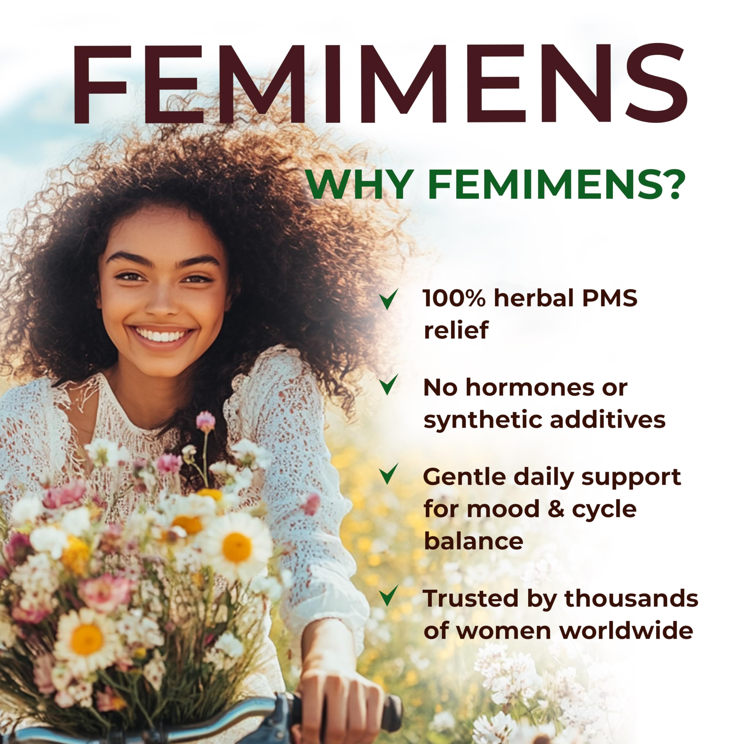 FEMIMENS – PMS Support Supplement for Women – PMS Relief for Women & Menstrual Cramp Relief – Hormonal Balance for Women – Chasteberry Vitex, Ashwagandha, Ginger, Fenugreek – 120 Vegan Capsules Ananta Medicare USA Au supplements