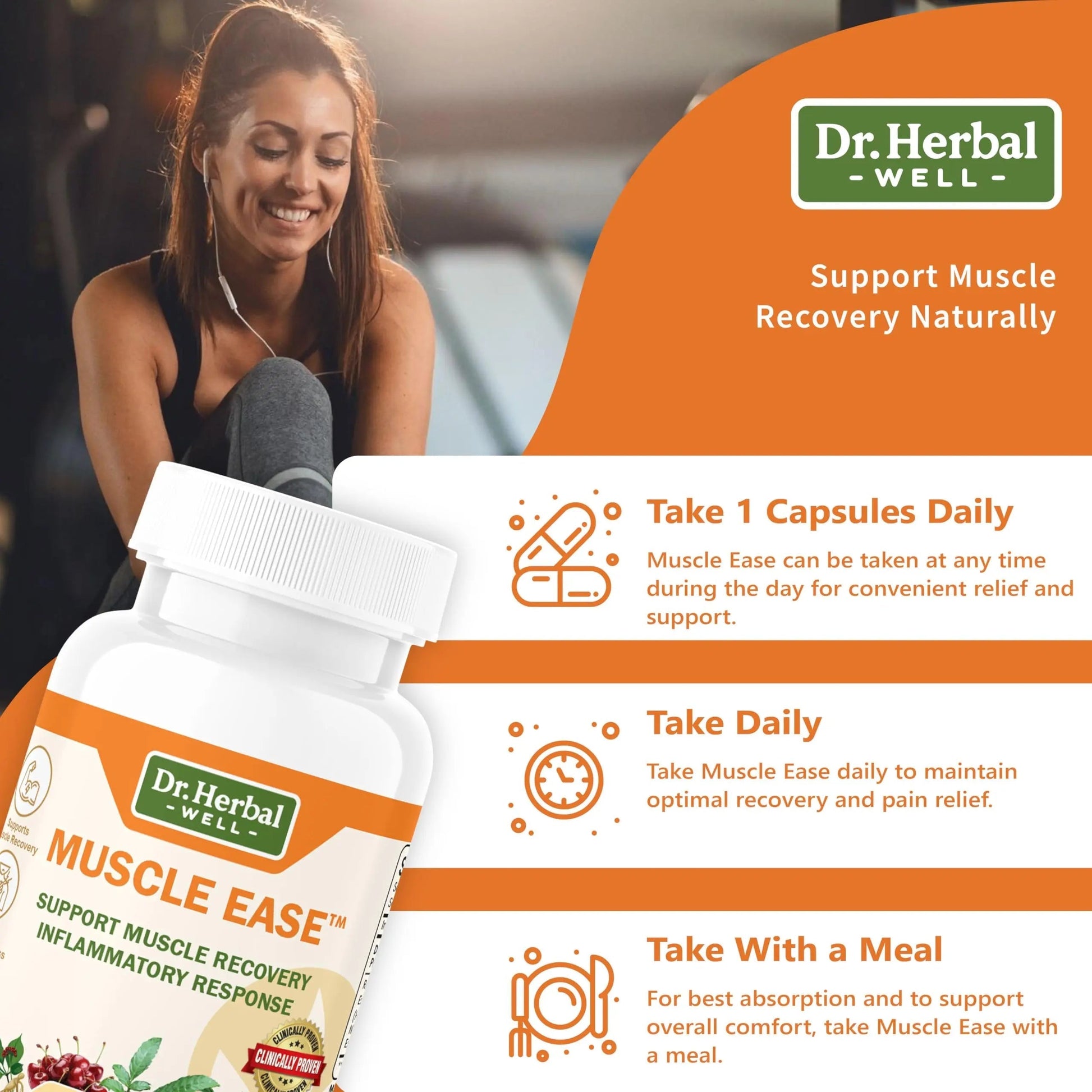 DR.HERBAL WELL Muscle Ease - Joint, Muscle & Nerve Support Fast Acting Relax Comfort Recovery Natural Herbal Supplement - (60 Capsules) MAX-Strength DR. HERBAL WELL Au supplements