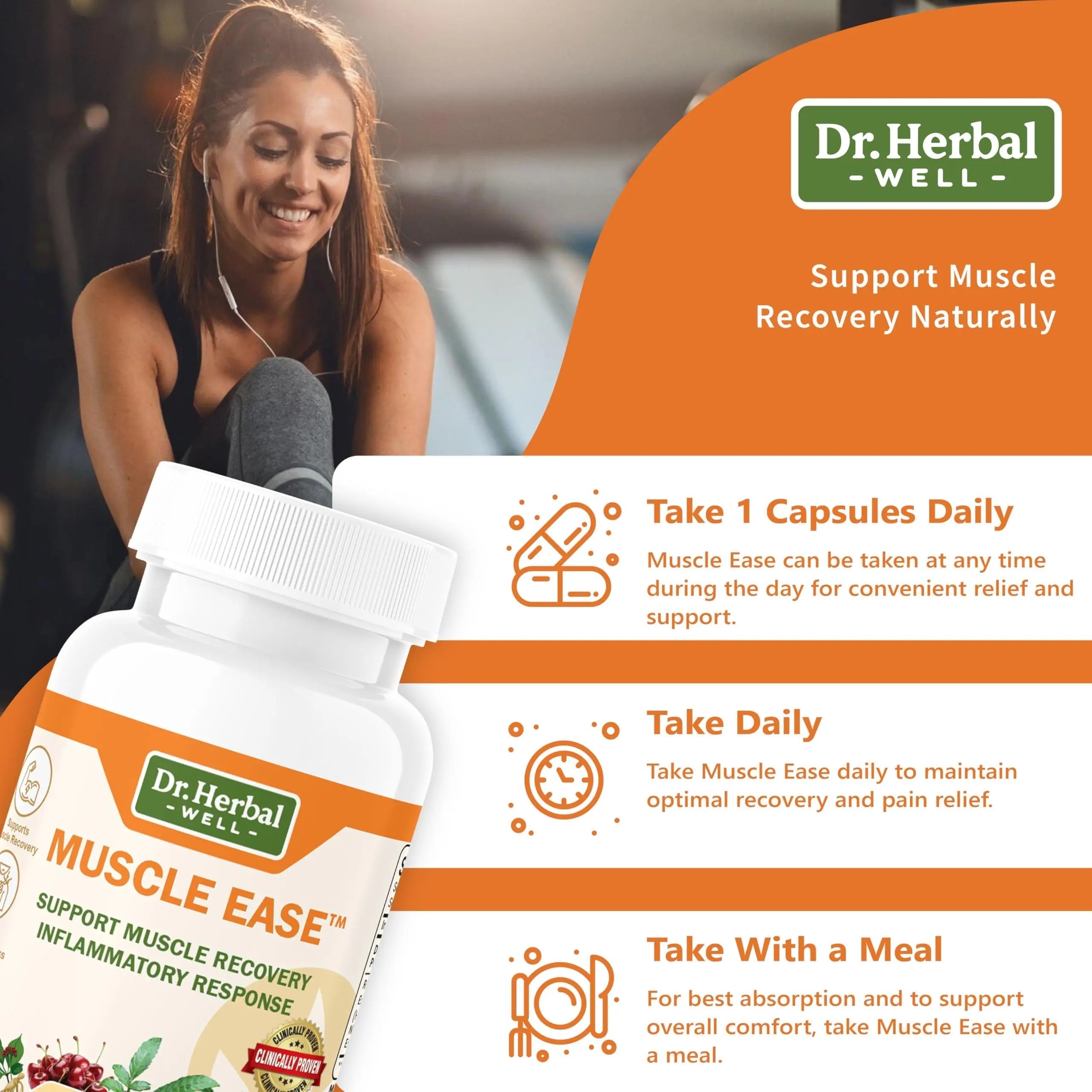 DR.HERBAL WELL Muscle Ease - Joint, Muscle & Nerve Support Fast Acting Relax Comfort Recovery Natural Herbal Supplement - (60 Capsules) MAX-Strength DR. HERBAL WELL Au supplements