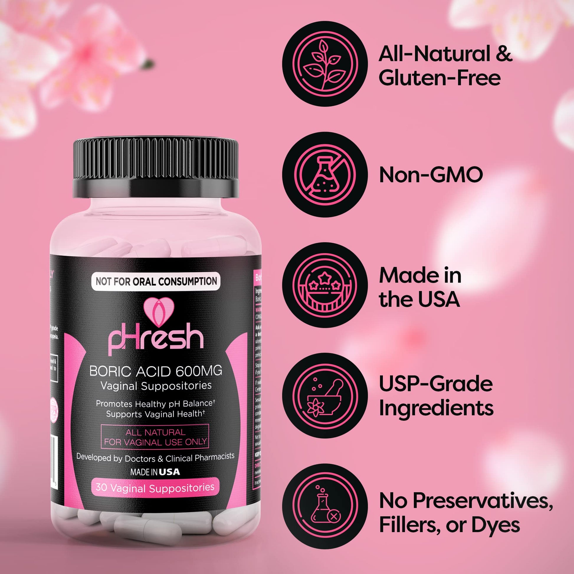 ACE NUTRITION pHresh Boric Acid Suppositories for Women, Suppositories for Odor Use ACE NUTRITION Au supplements