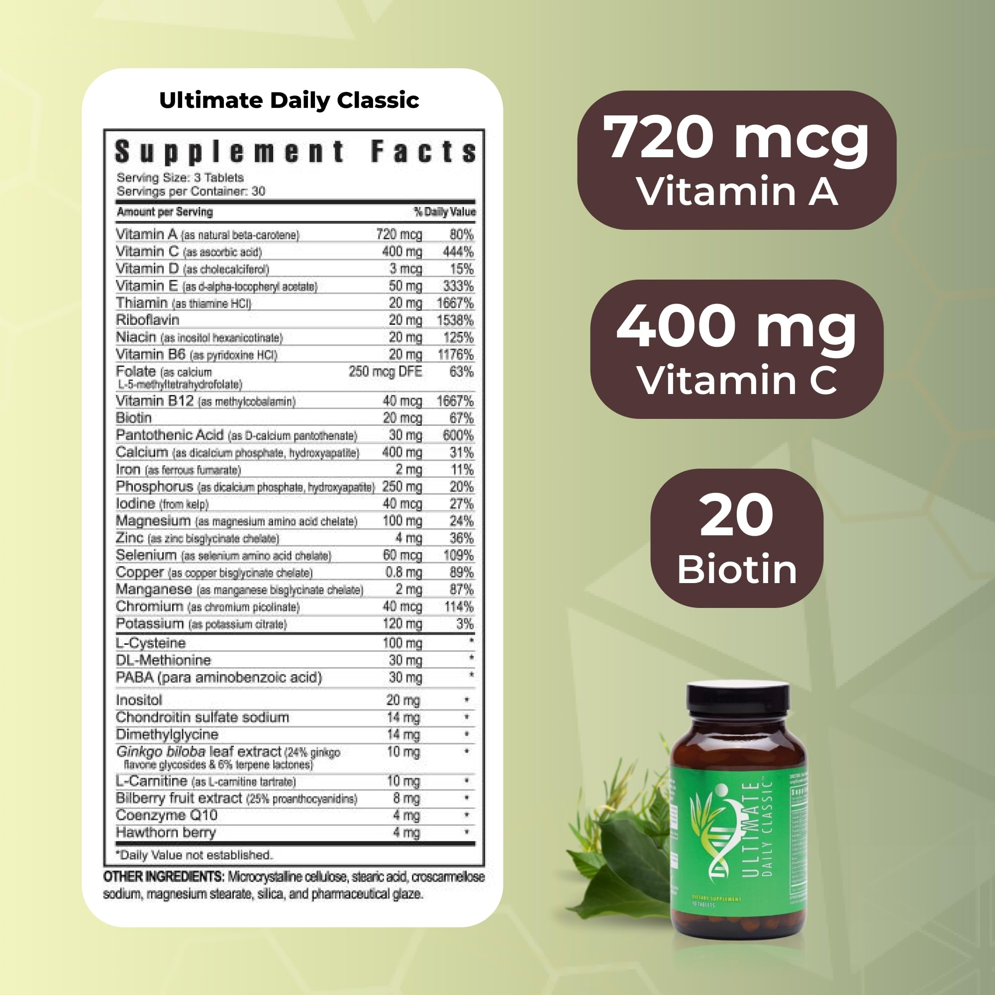 Youngevity Ultimate Daily Classic – Multivitamin with Essential Vitamins, Minerals, Amino Acids, and Antioxidant-Rich Botanicals – Supports Cardiovascular, Brain, Bone, and Bone Health – 90 Tablets Youngevity Au supplements