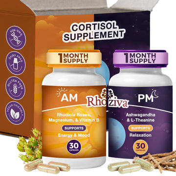 AM PM Multivitamin - Cortisol Supplements for Women and Men with L-Theanine, Ashwagandha - Rhodiola Rosea Supplement 200mg - Vitamin B Complex - Nootropics - Day and Night Vitamins for Women & Men Rhoziva Au supplements