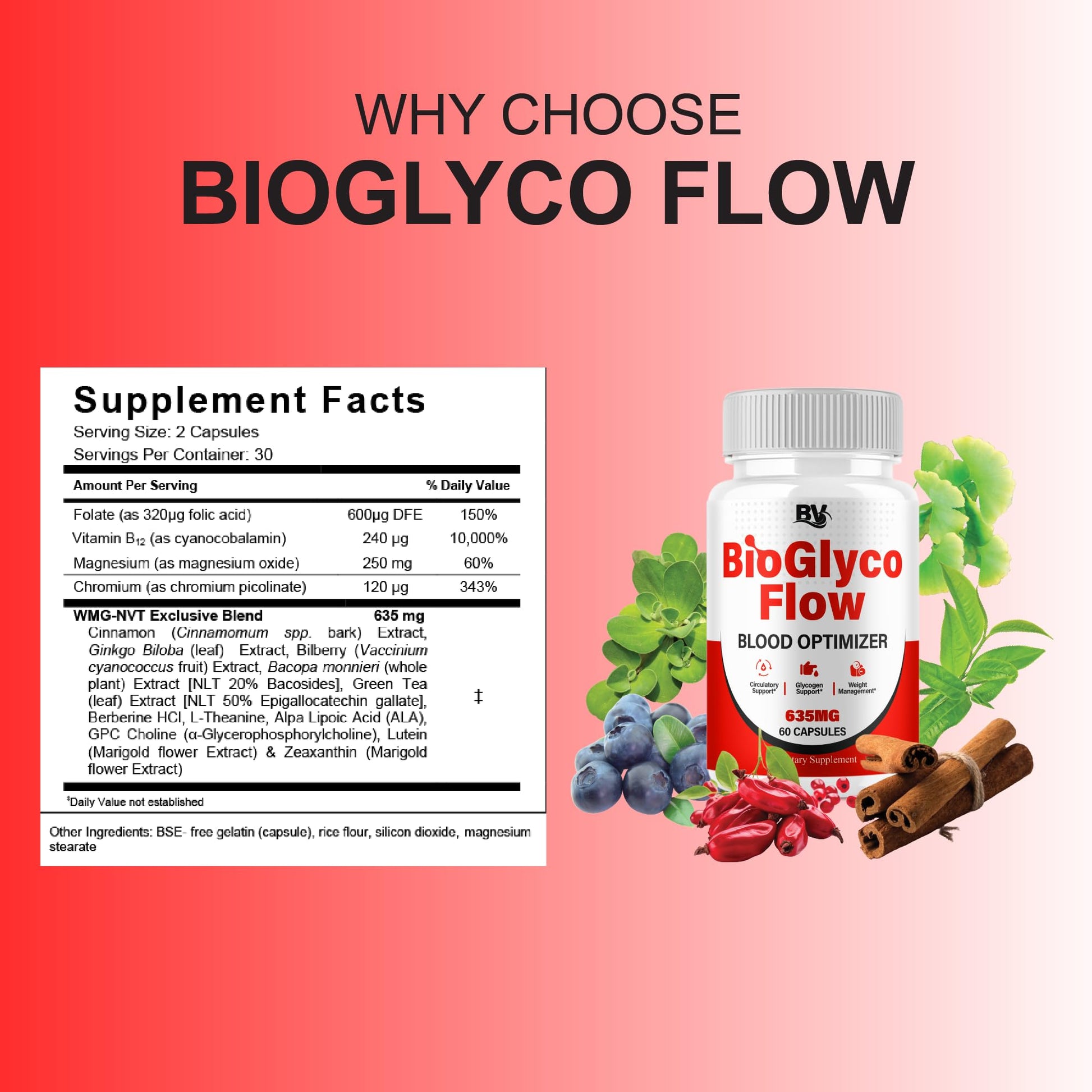 BioGlyco Flow Advanced Daily Multivitamin Health Support and All Natural Wellness Supplement Formula, BioGlyco Flow Premium Health and Wellness Support Formula Supplement (2 Pack - 120 Capsules) BLUE VIBE Au supplements