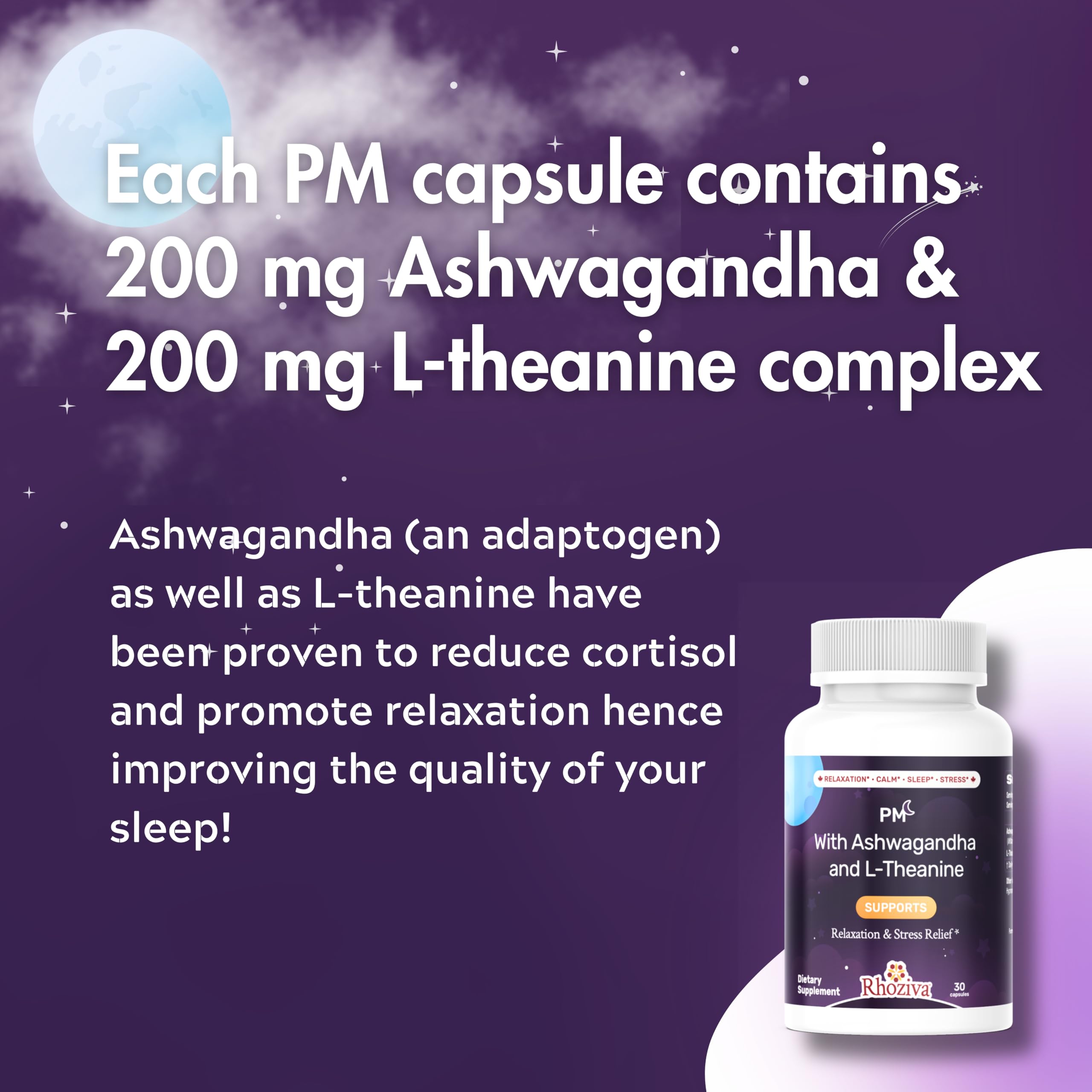 AM PM Multivitamin - Cortisol Supplements for Women and Men with L-Theanine, Ashwagandha - Rhodiola Rosea Supplement 200mg - Vitamin B Complex - Nootropics - Day and Night Vitamins for Women & Men Rhoziva Au supplements