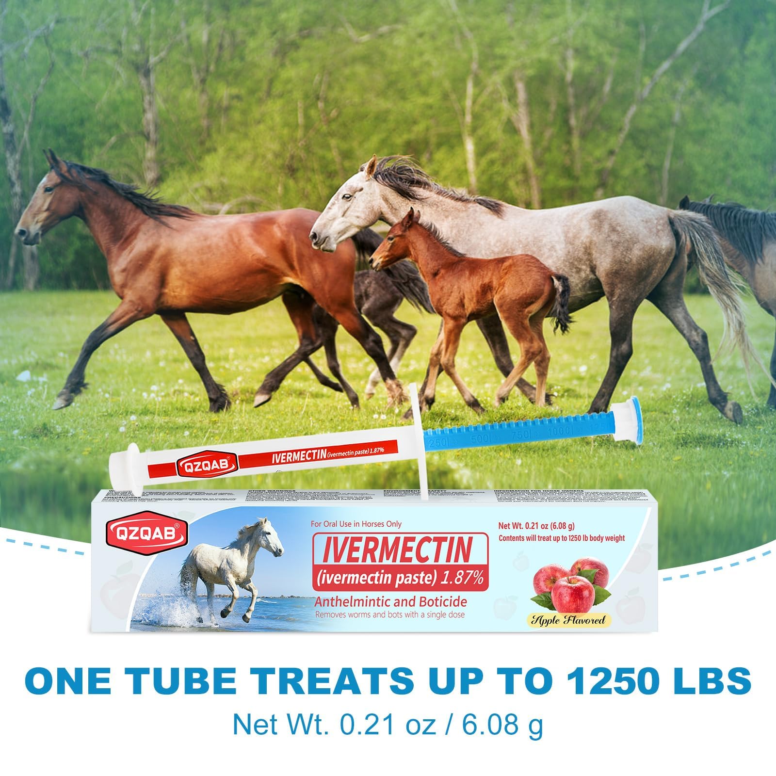 Ivermectin Horse Paste Dewormer , Horse Wormer Paste, Apple Flavor, 0.21 Ounces, 6 Pack QZQAB Au supplements
