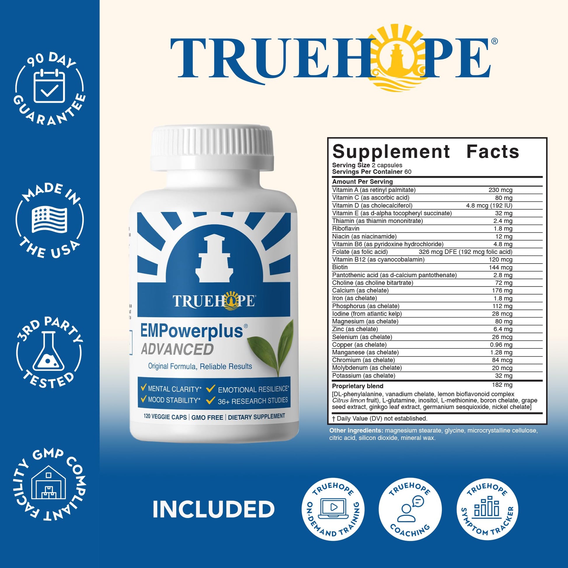 Truehope EMPowerplus Advanced Multivitamin for Women & Men - Broad-Spectrum Multivitamins & Chelated Minerals | 1000% Better Absorption | 37 Research Studies & 28 Years of Success | 30 Day Supply Truehope Au supplements
